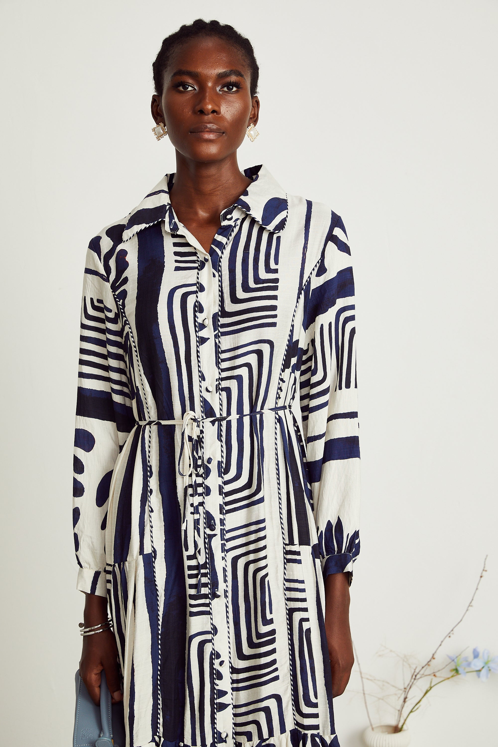 Colette geometric-print midi dress