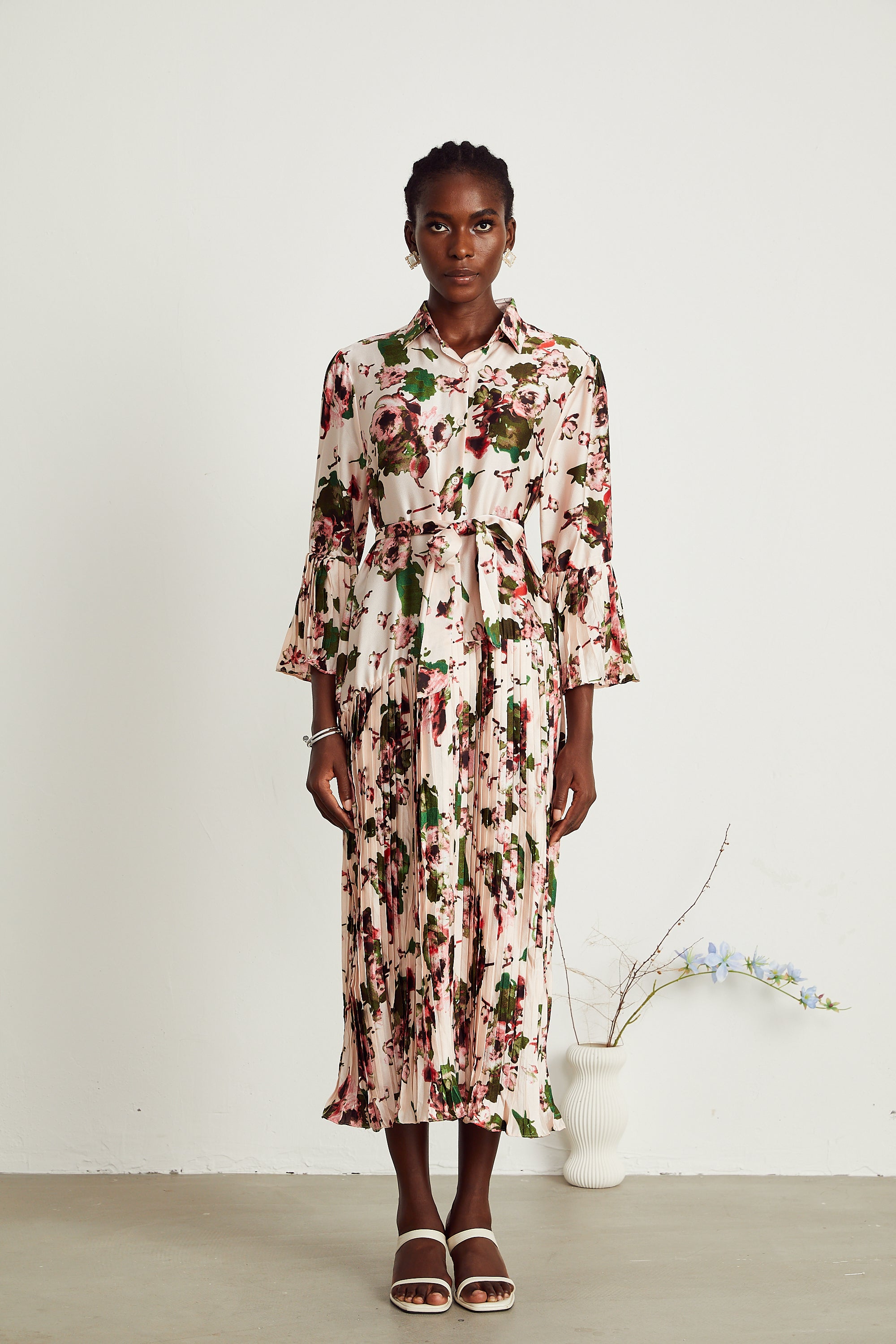 Diane pleated floral midi dress