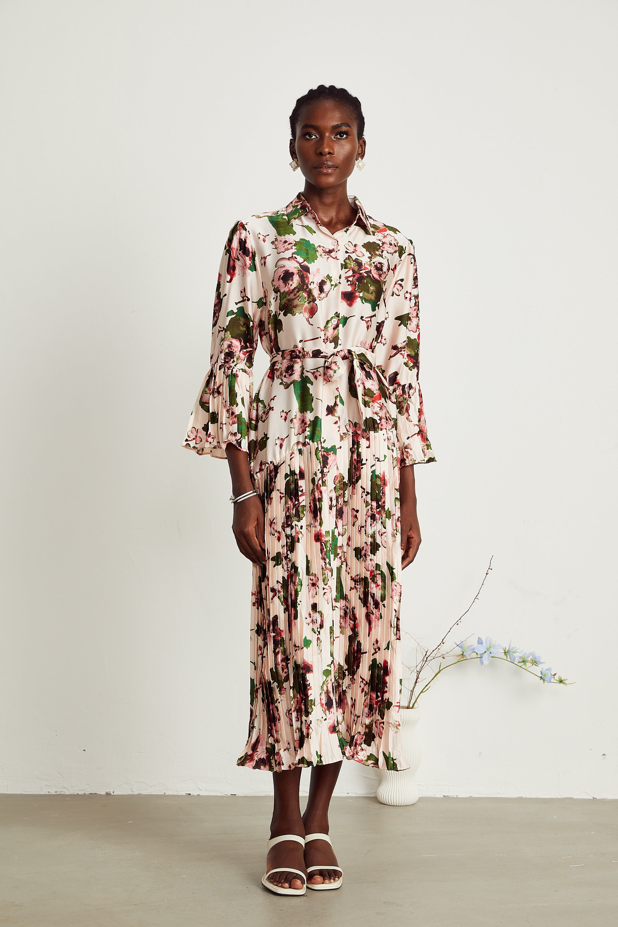 Diane pleated floral midi dress