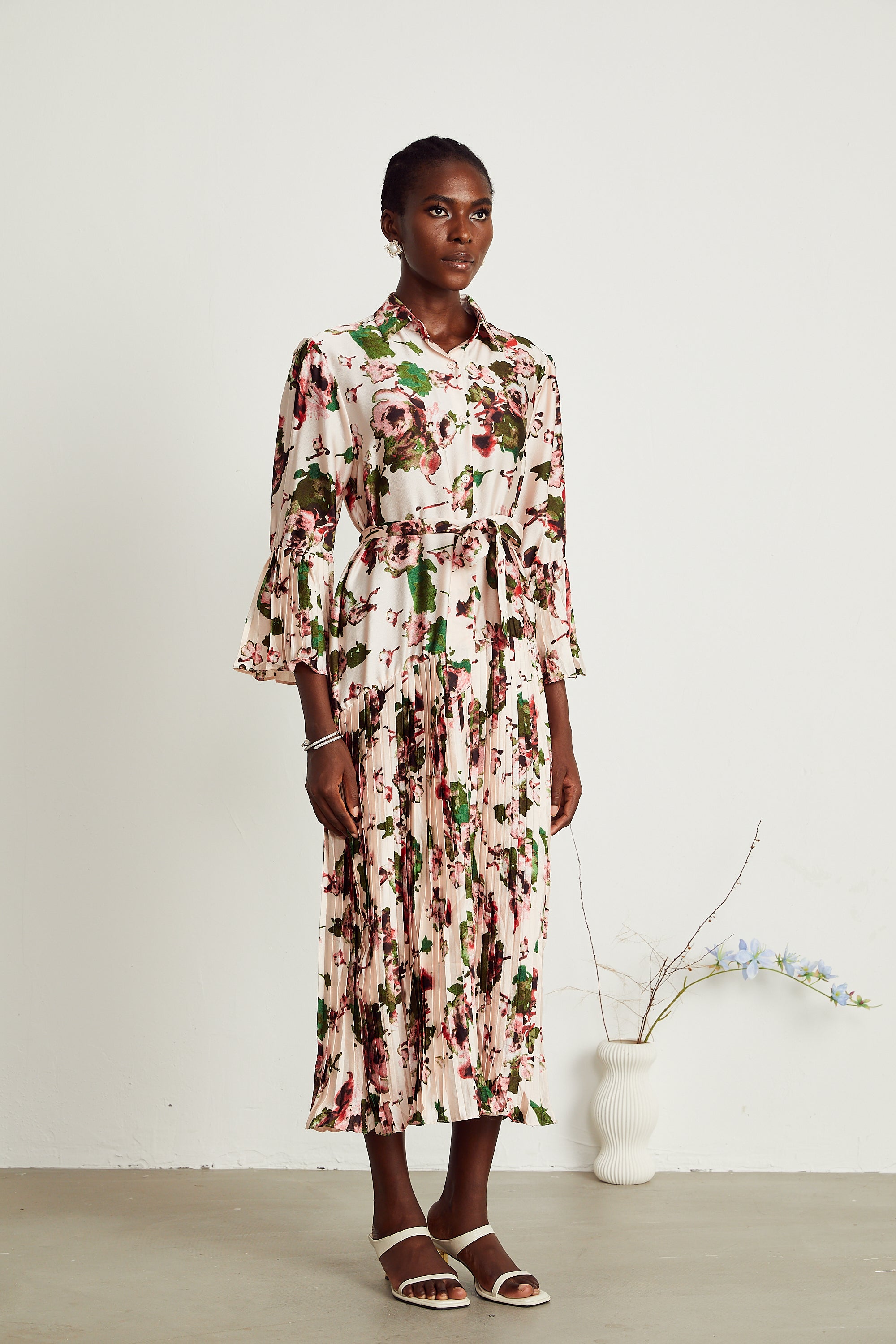 Diane pleated floral midi dress