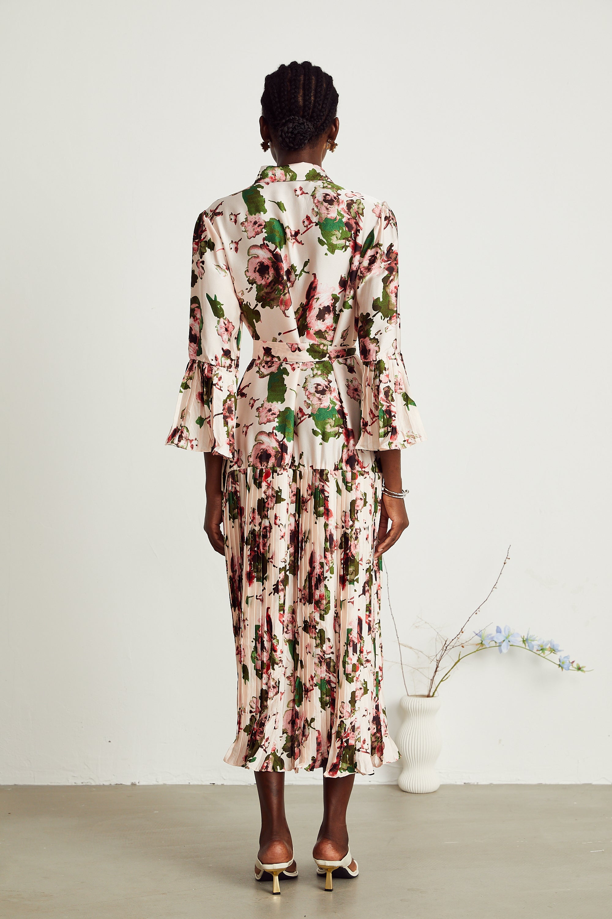 Diane pleated floral midi dress