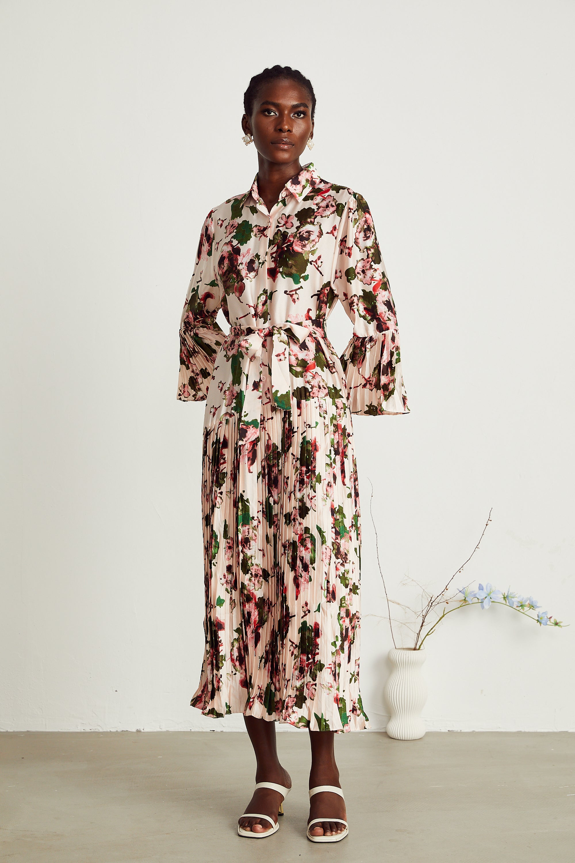 Diane pleated floral midi dress