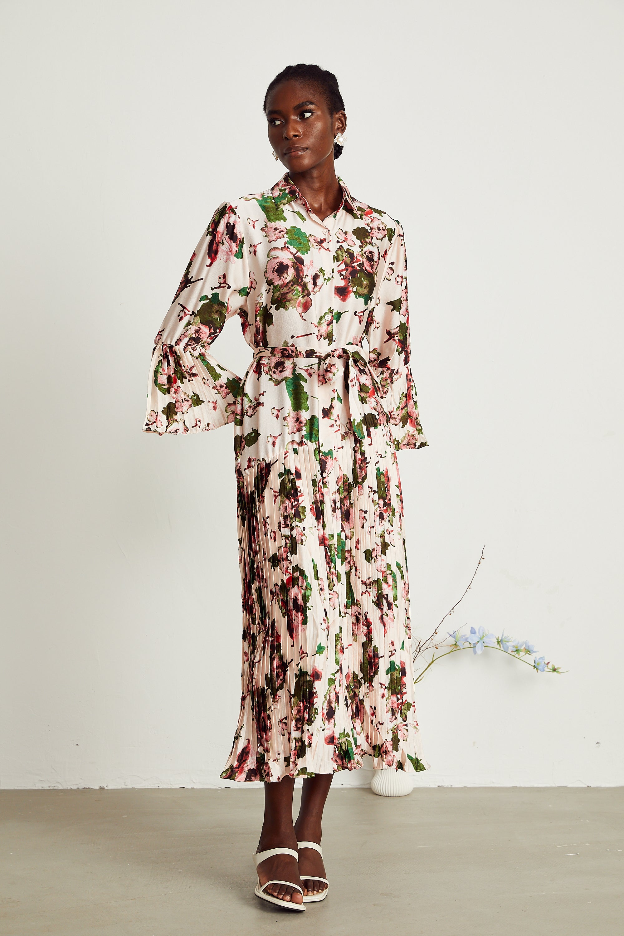 Diane pleated floral midi dress