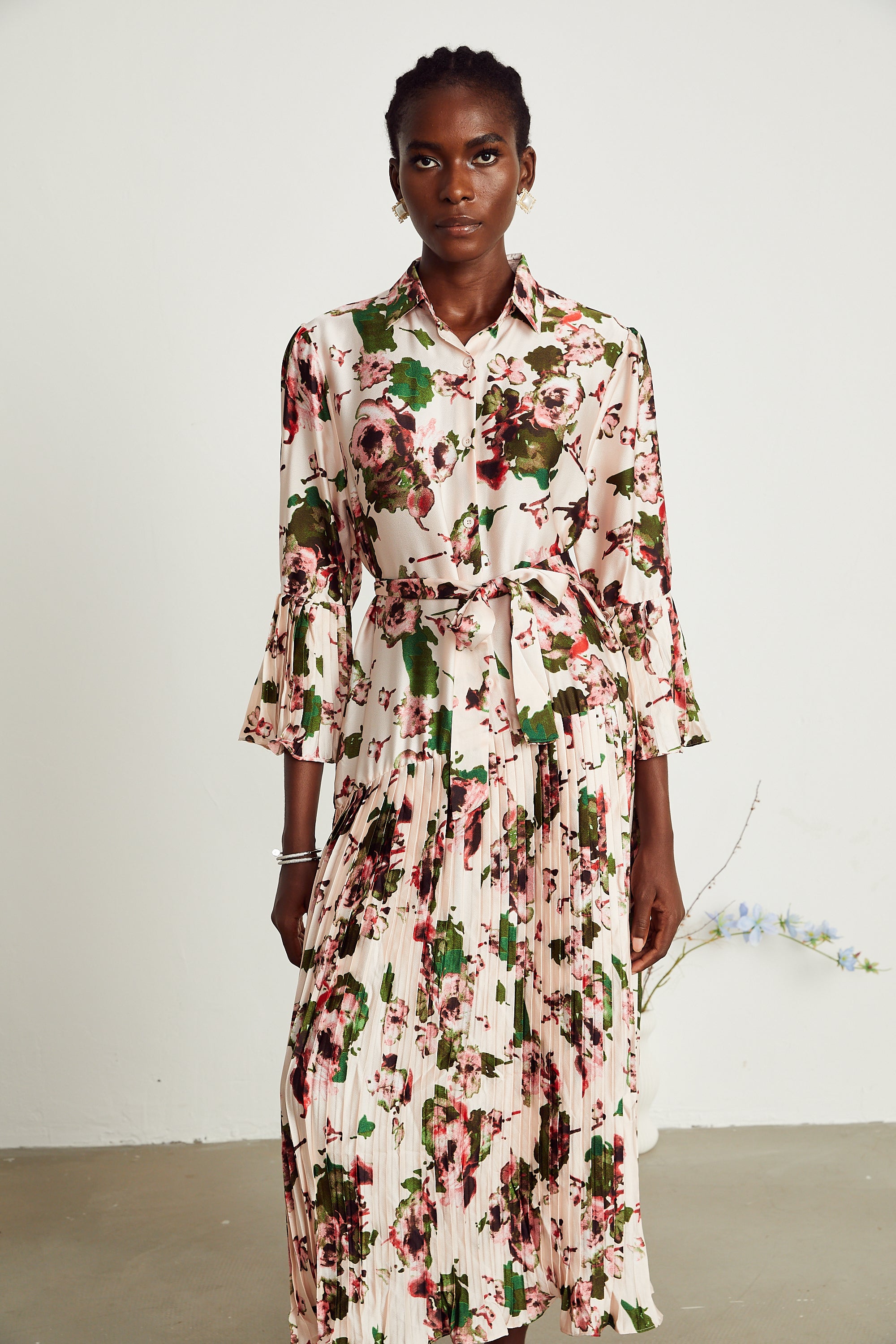 Diane pleated floral midi dress