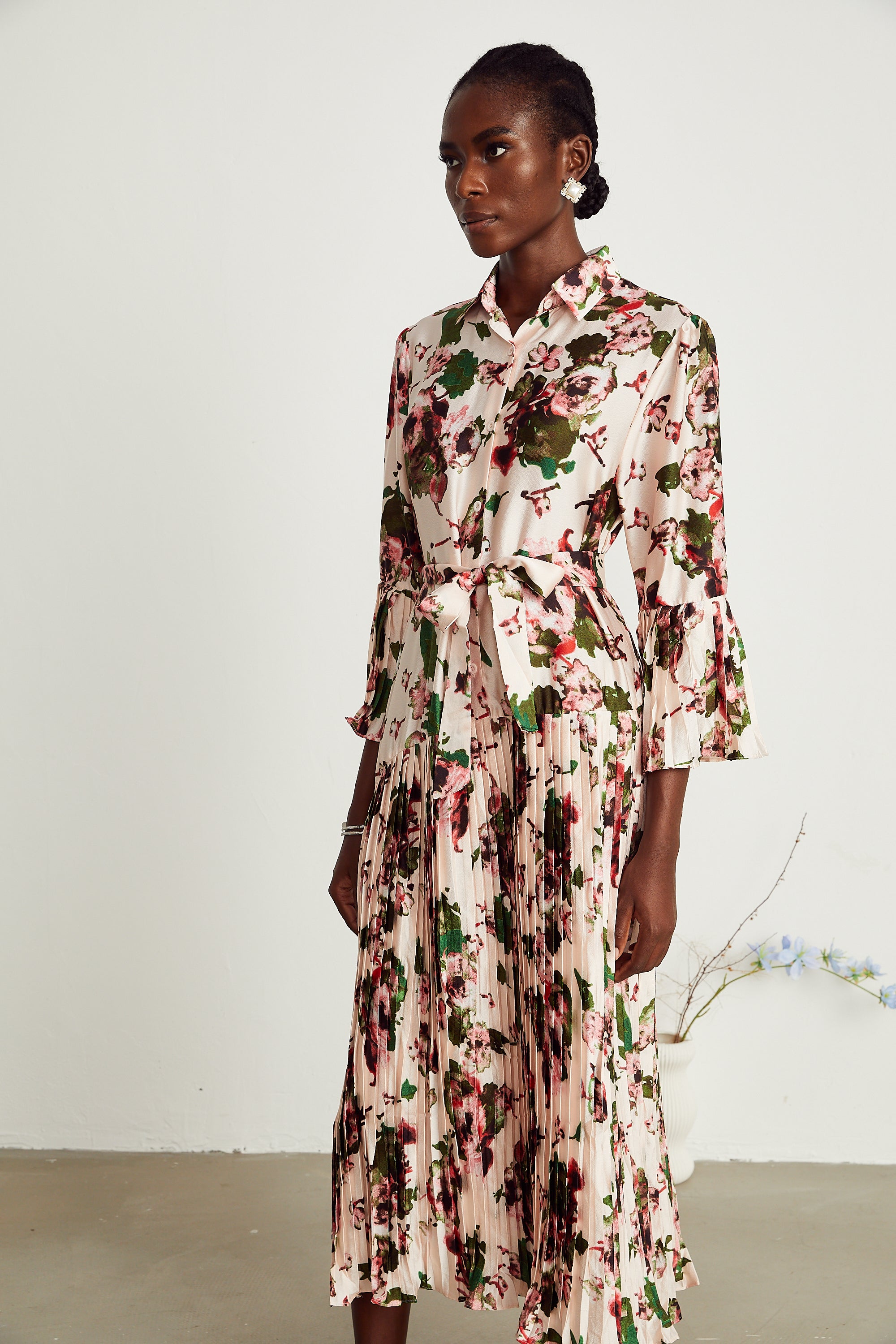 Diane pleated floral midi dress