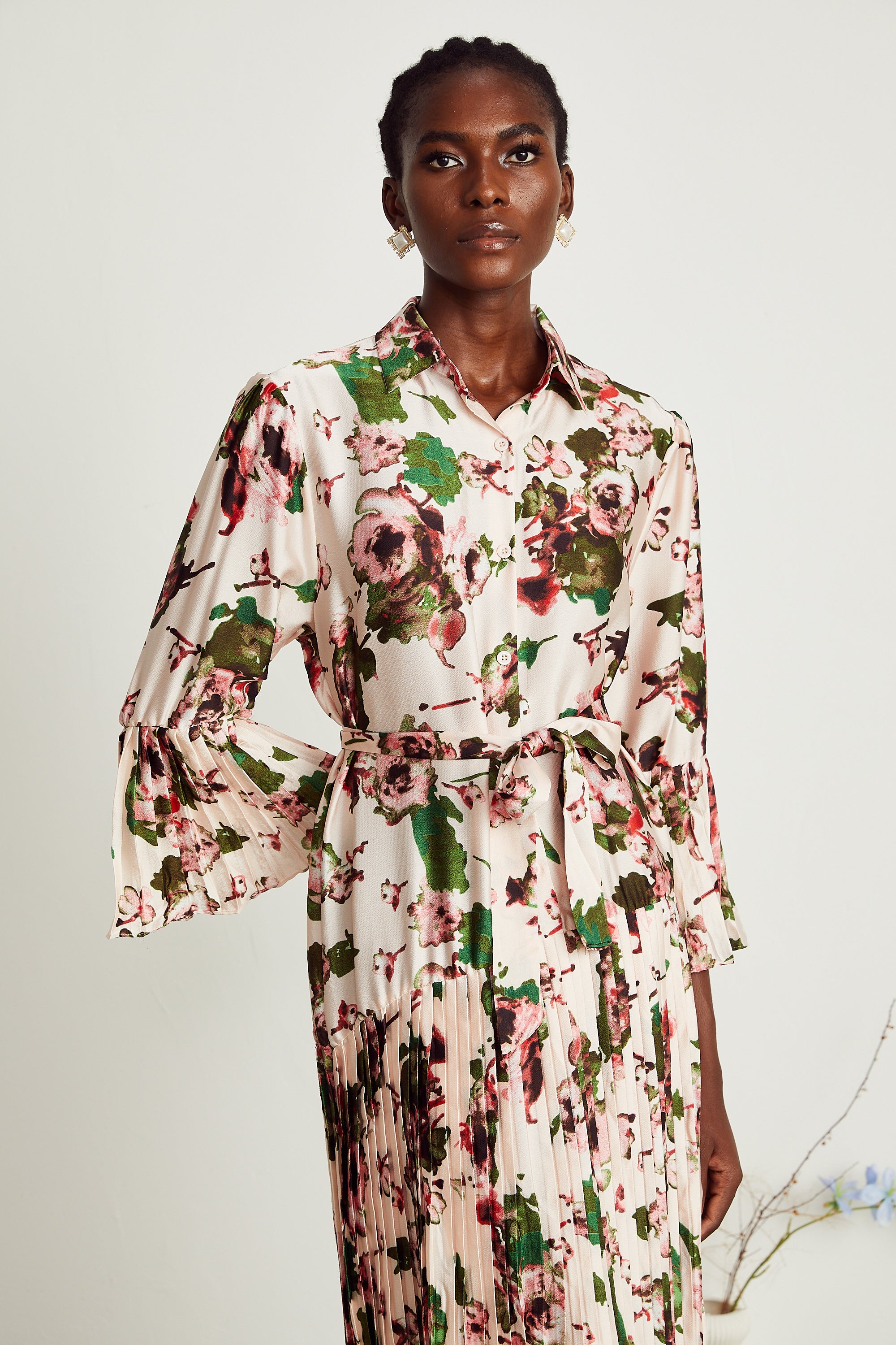 Diane pleated floral midi dress