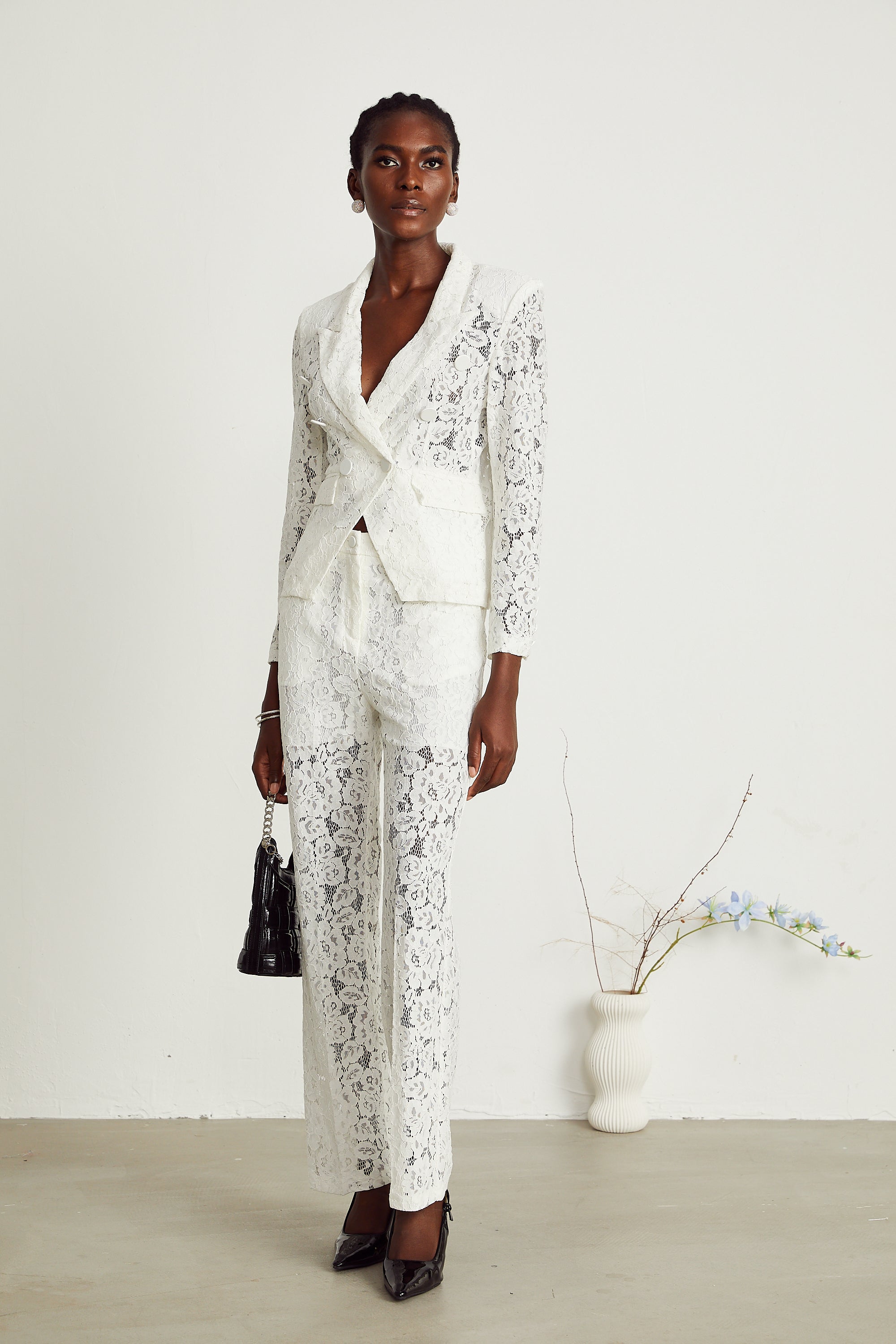 Zoé sheer lace blazer & trousers matching set