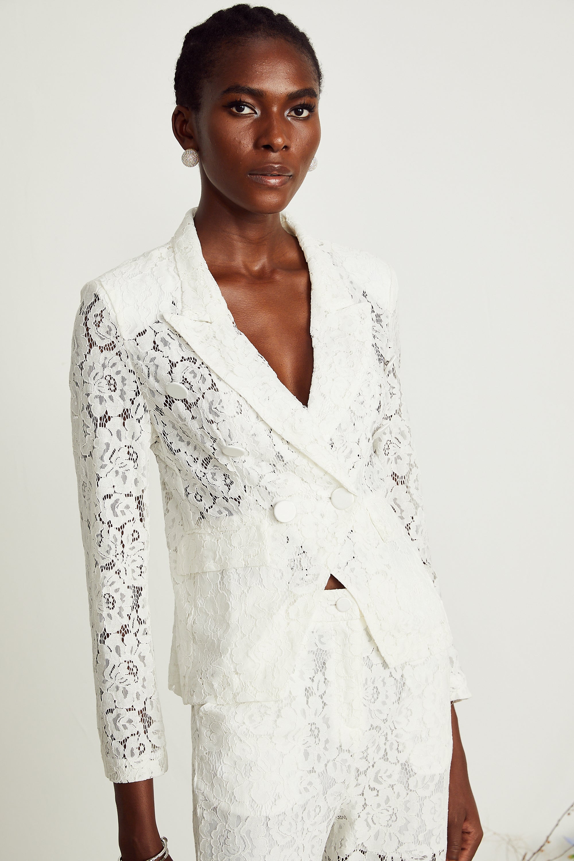 Zoé sheer lace blazer & trousers matching set