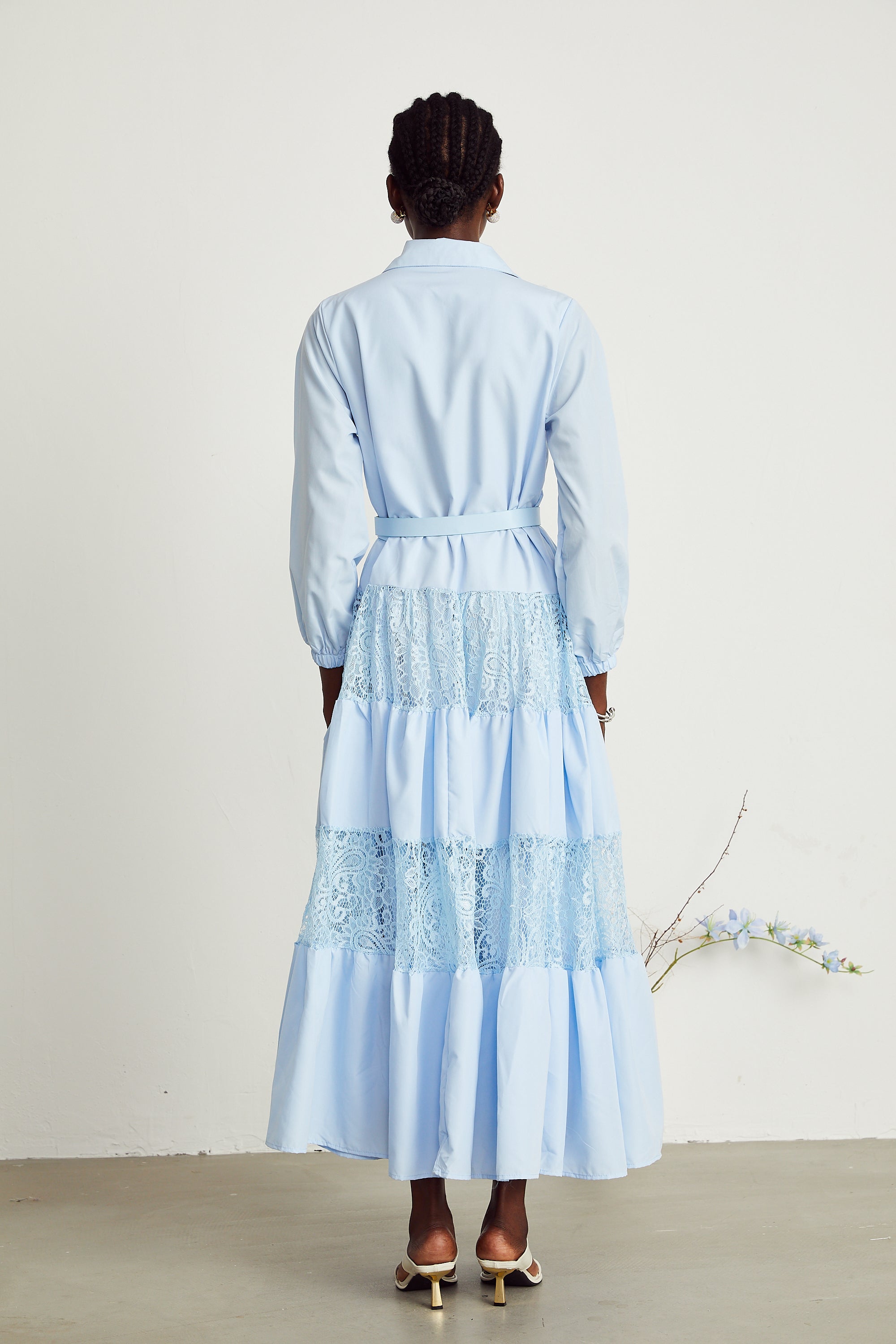 Fanny lace-panelled tiered maxi dress