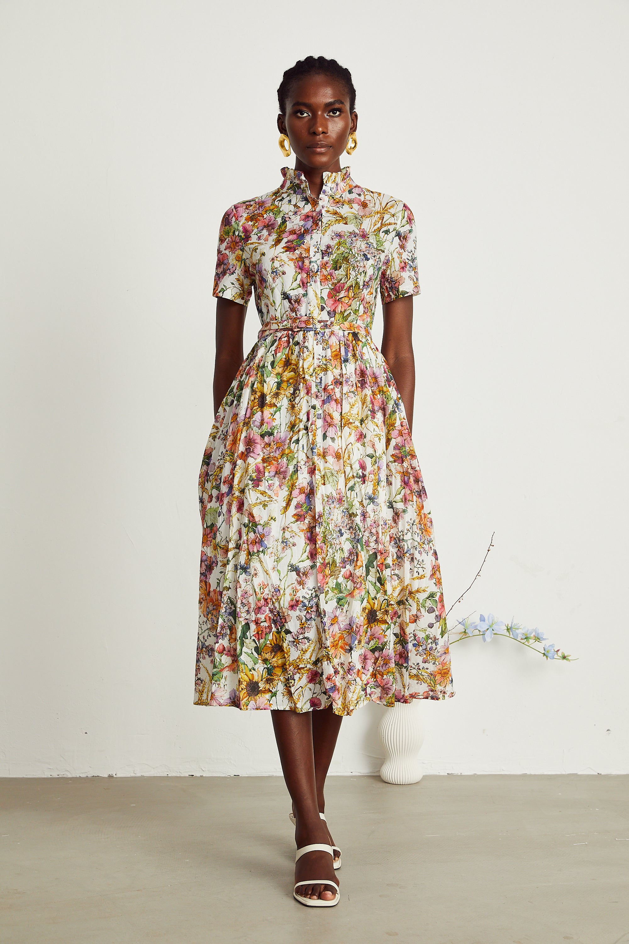 Clotilde floral-print pleated midi dress