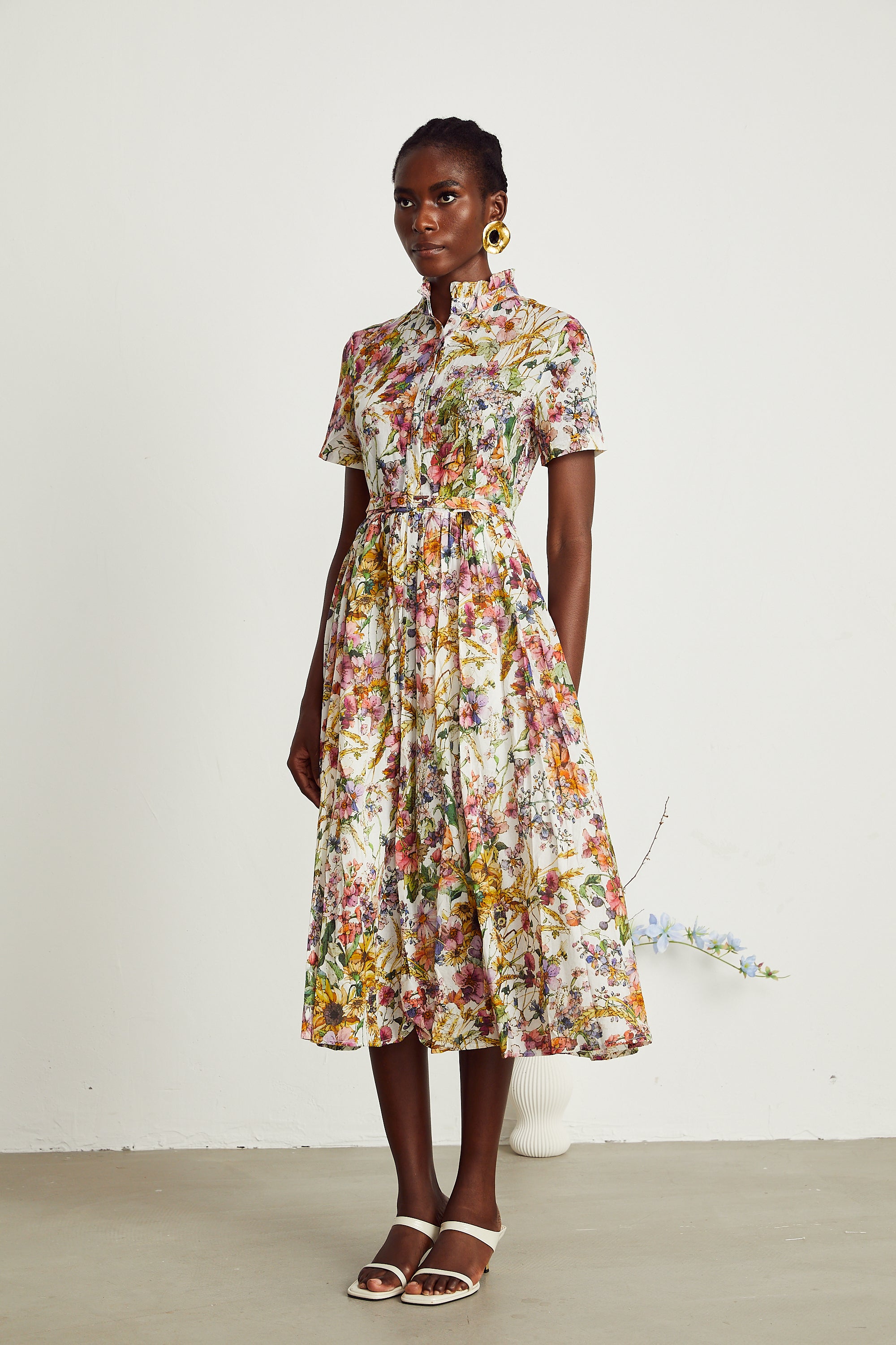 Clotilde floral-print pleated midi dress