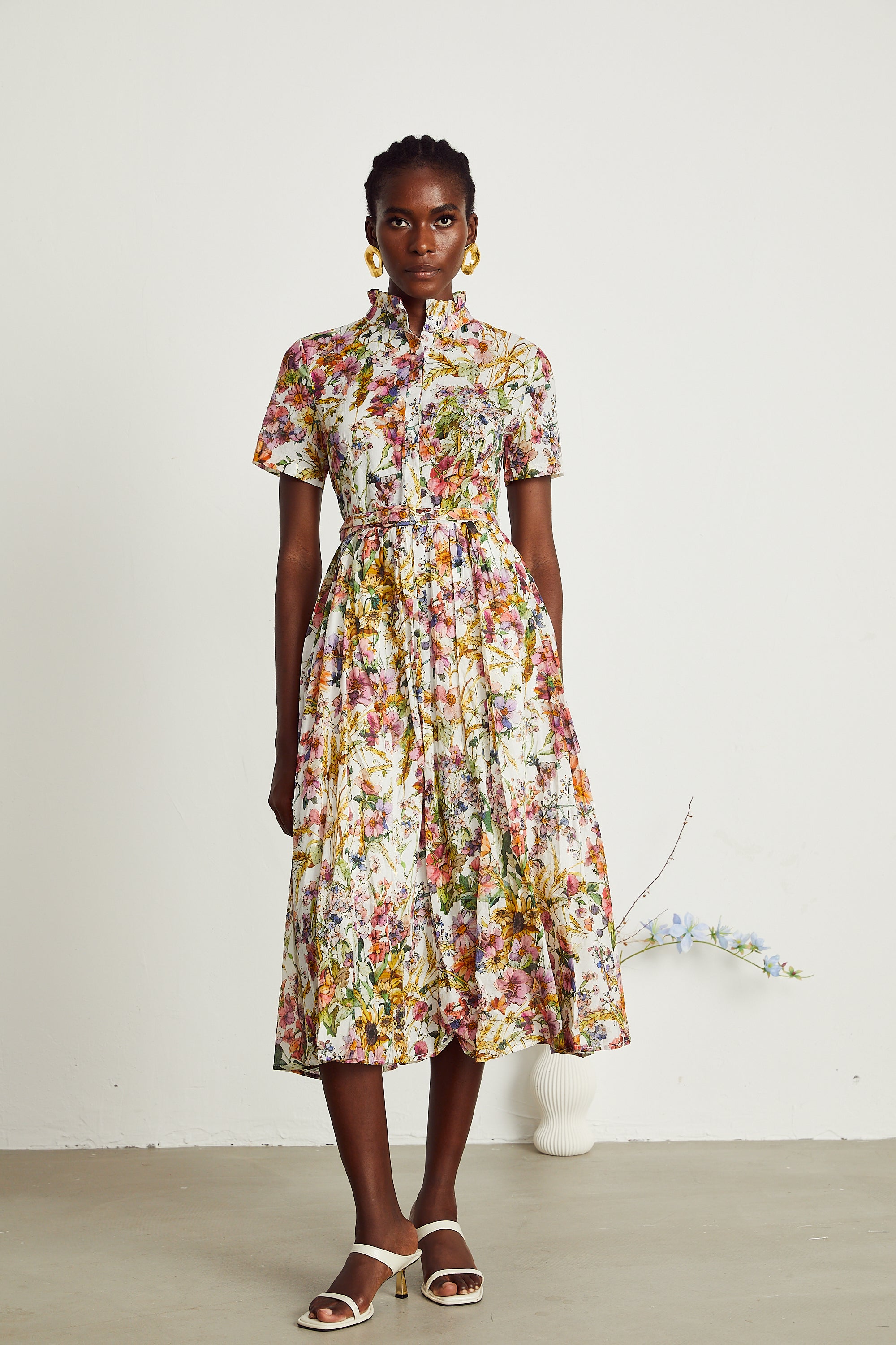 Clotilde floral-print pleated midi dress