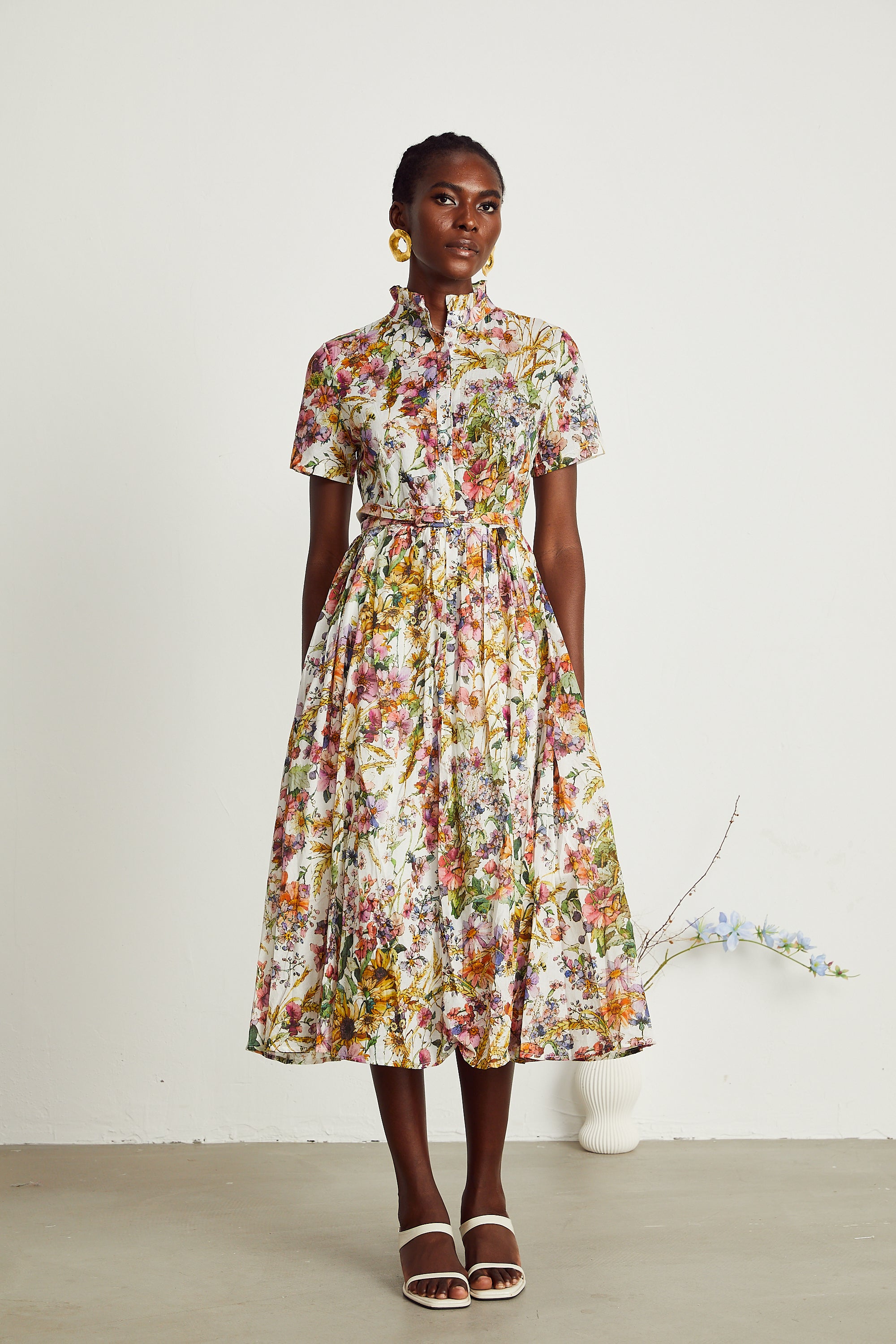 Clotilde floral-print pleated midi dress