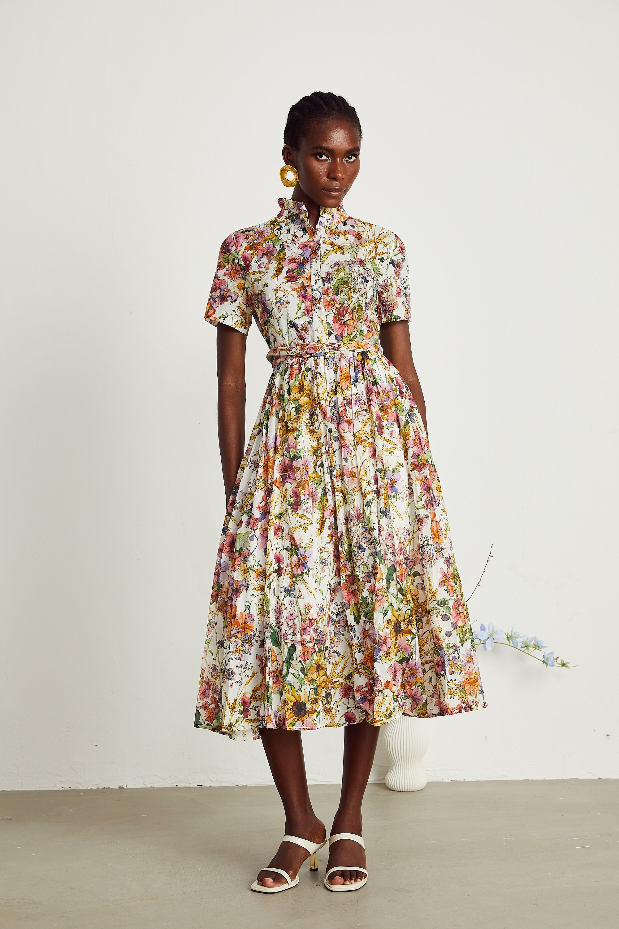 Clotilde floral-print pleated midi dress