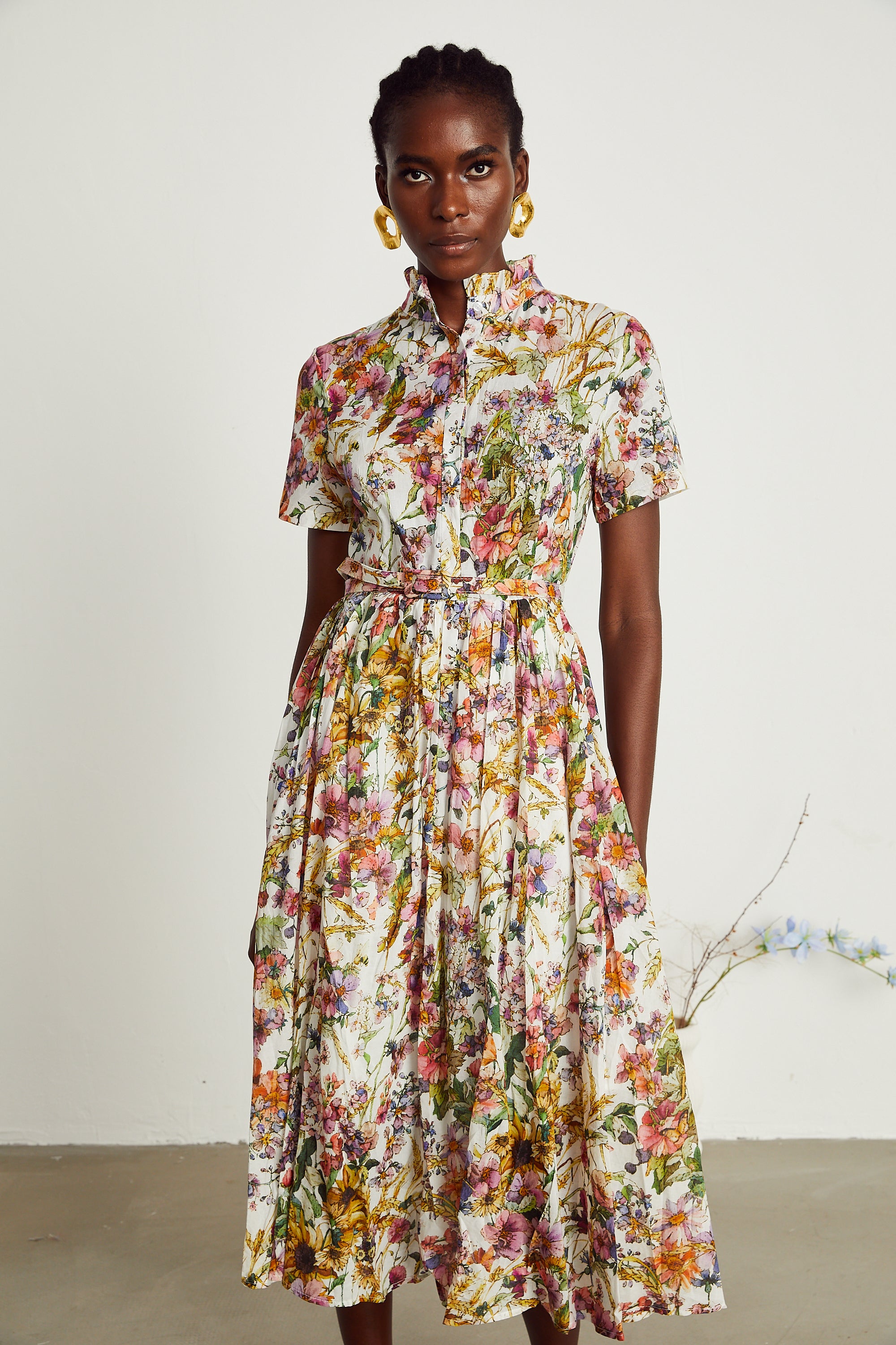 Clotilde floral-print pleated midi dress