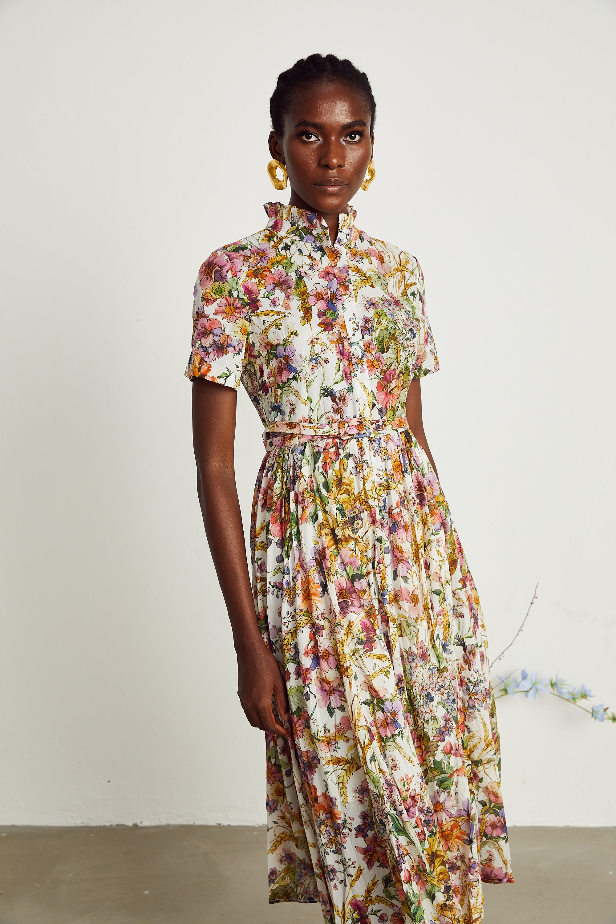 Clotilde floral-print pleated midi dress