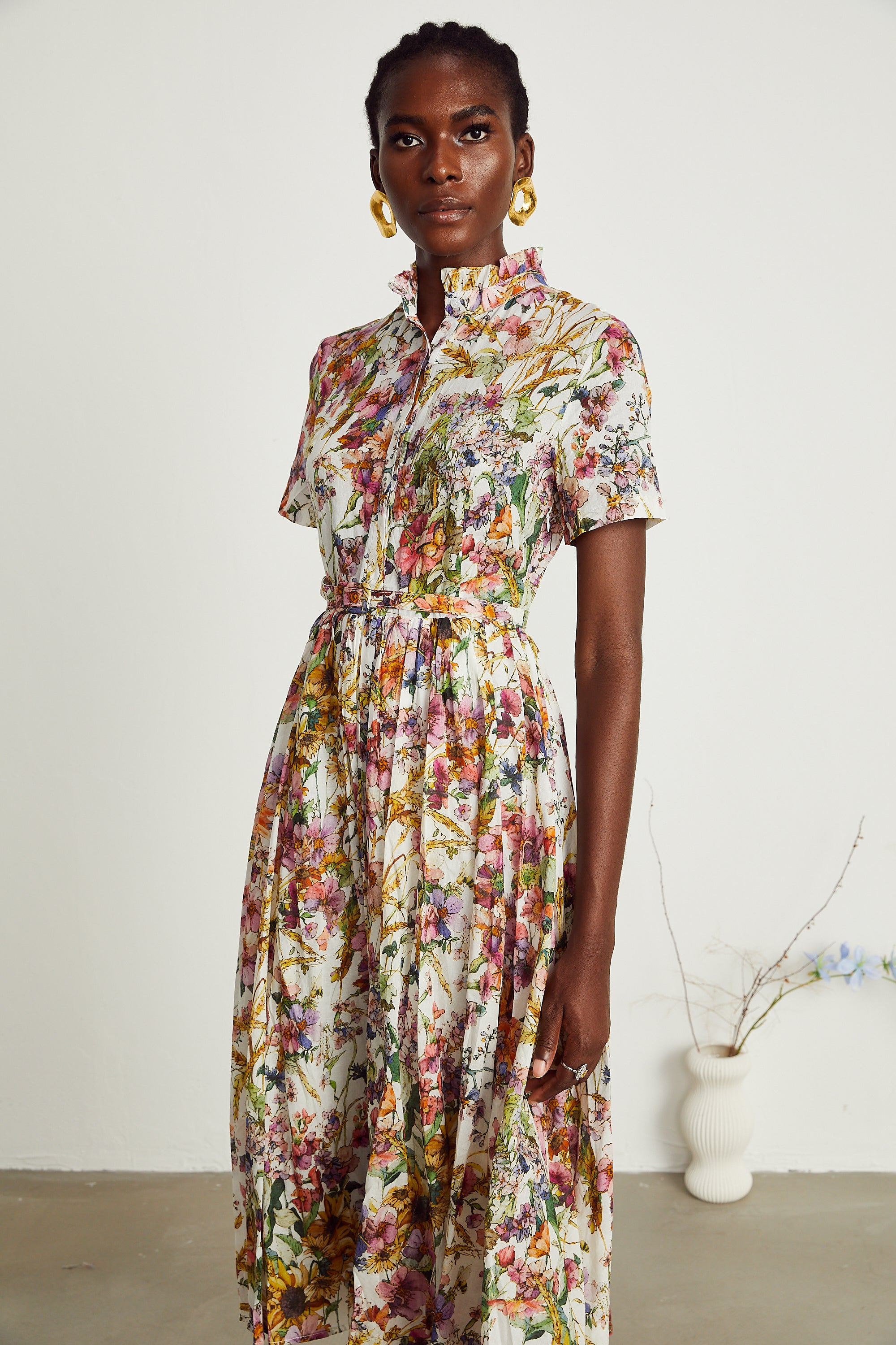 Clotilde floral-print pleated midi dress