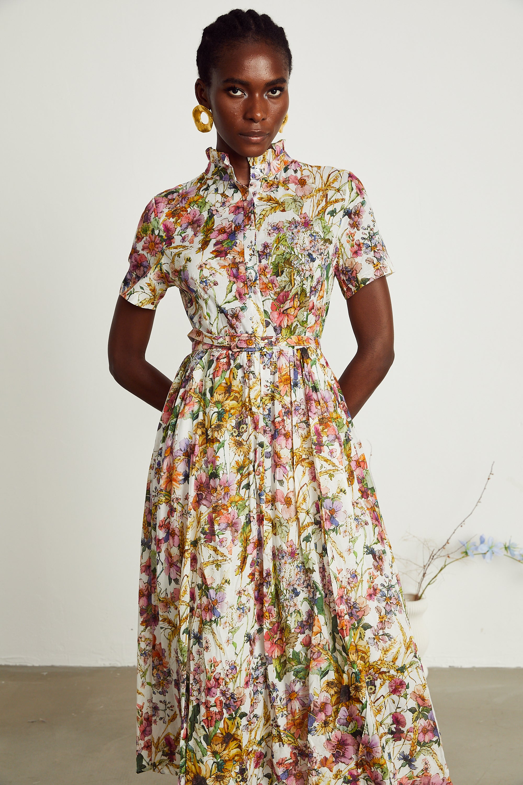 Clotilde floral-print pleated midi dress