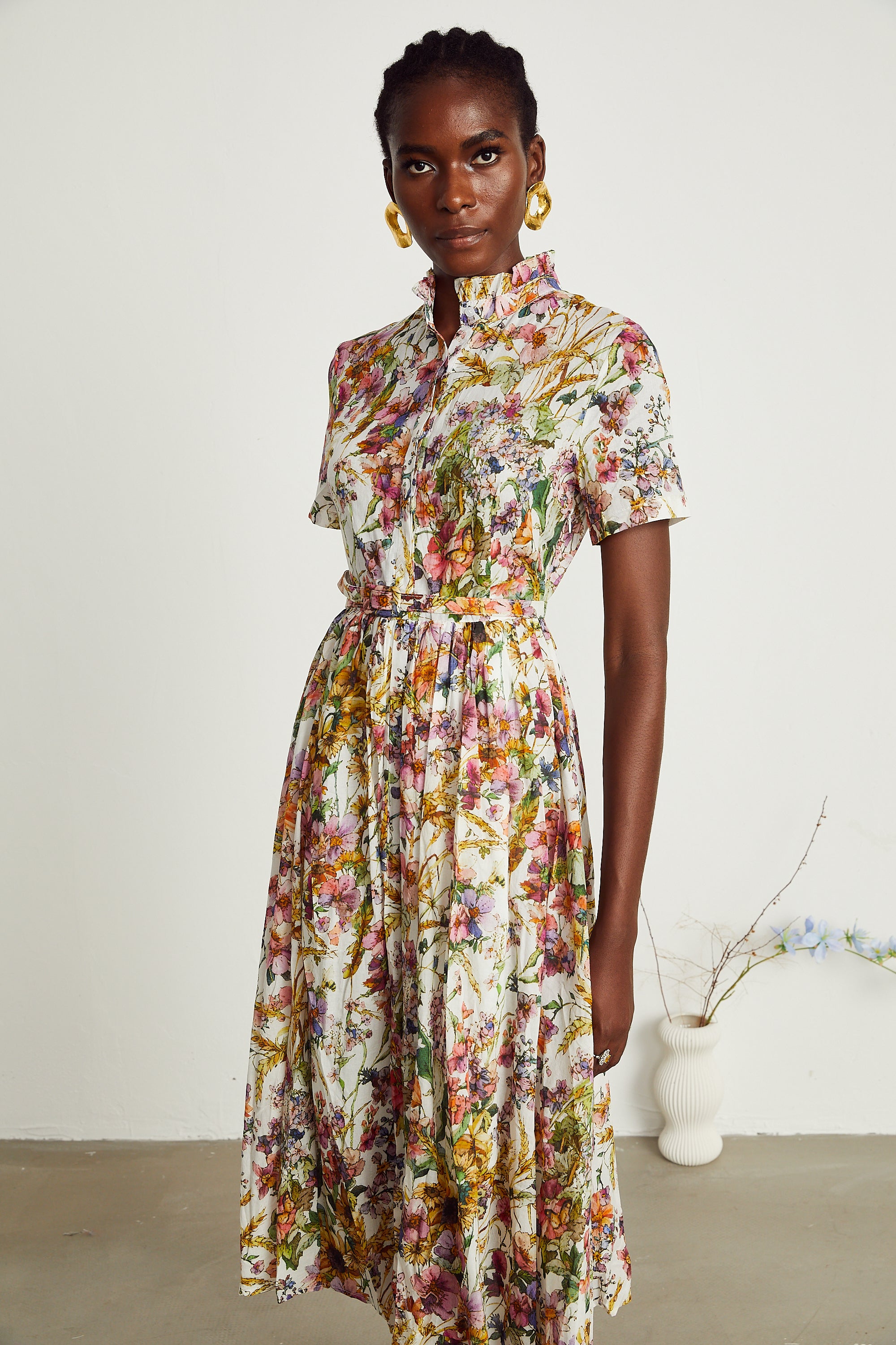 Clotilde floral-print pleated midi dress