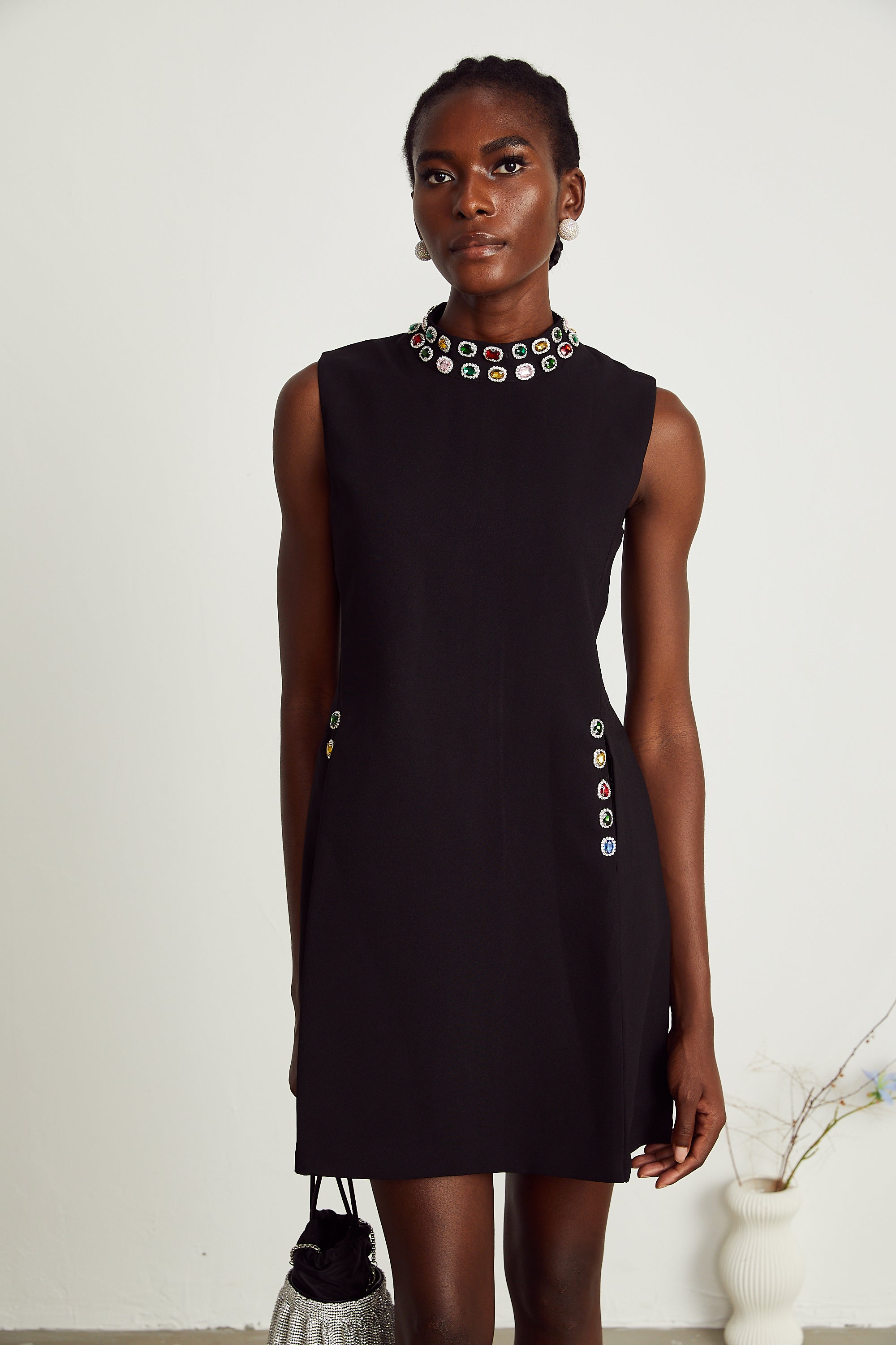 Xanthe crystal-embellished sleeveless mini dress