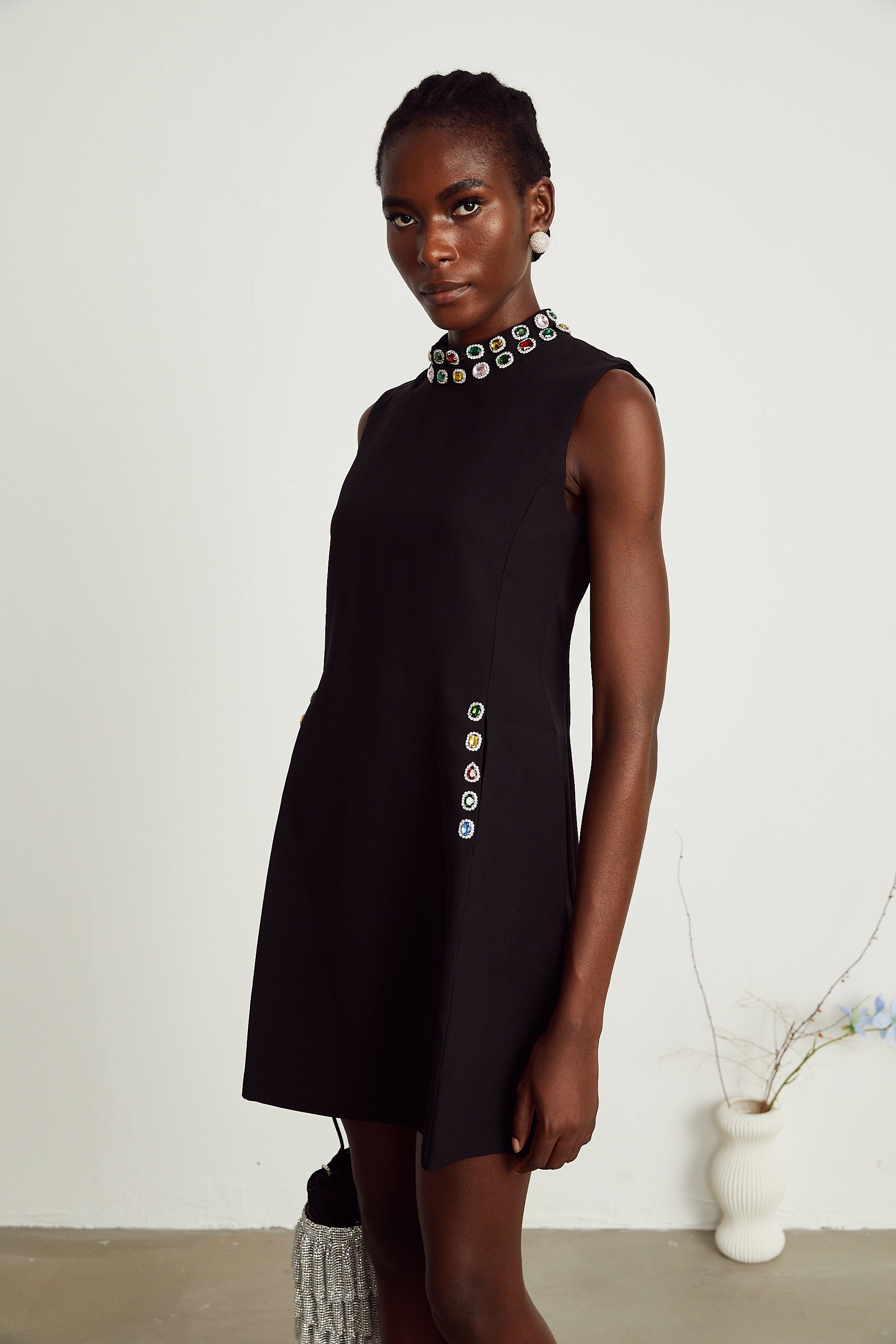 Xanthe crystal-embellished sleeveless mini dress