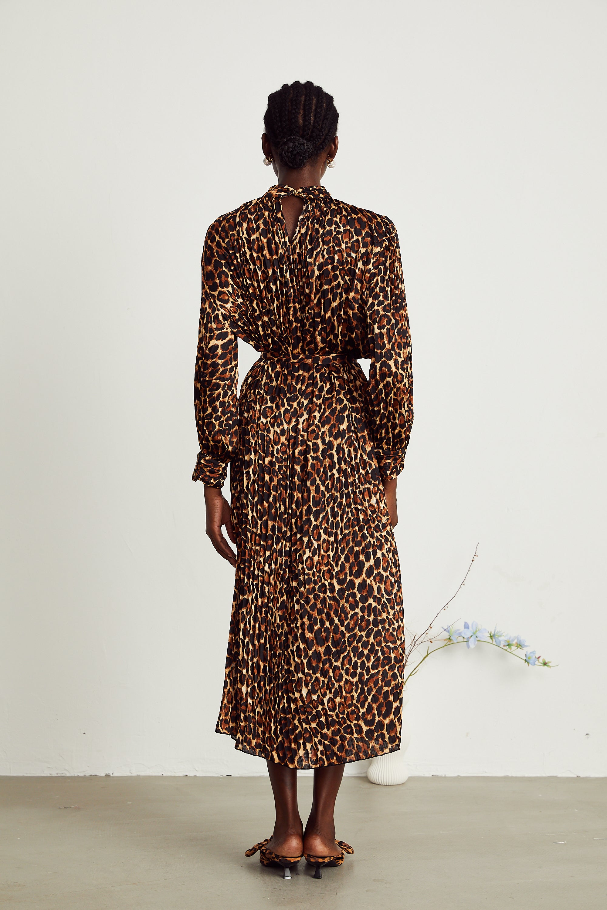 Capucine leopard-print pleated midi dress