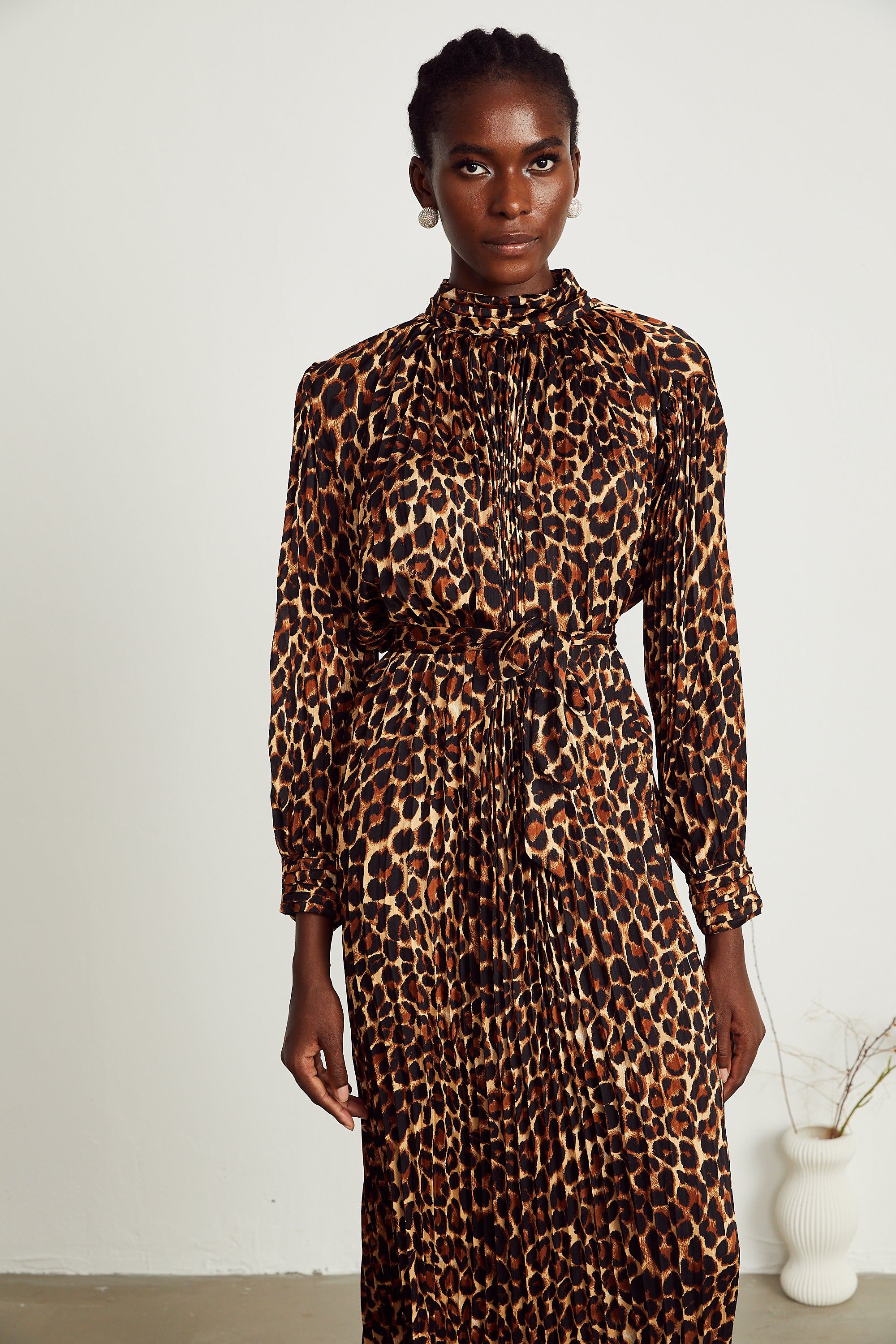 Capucine leopard-print pleated midi dress