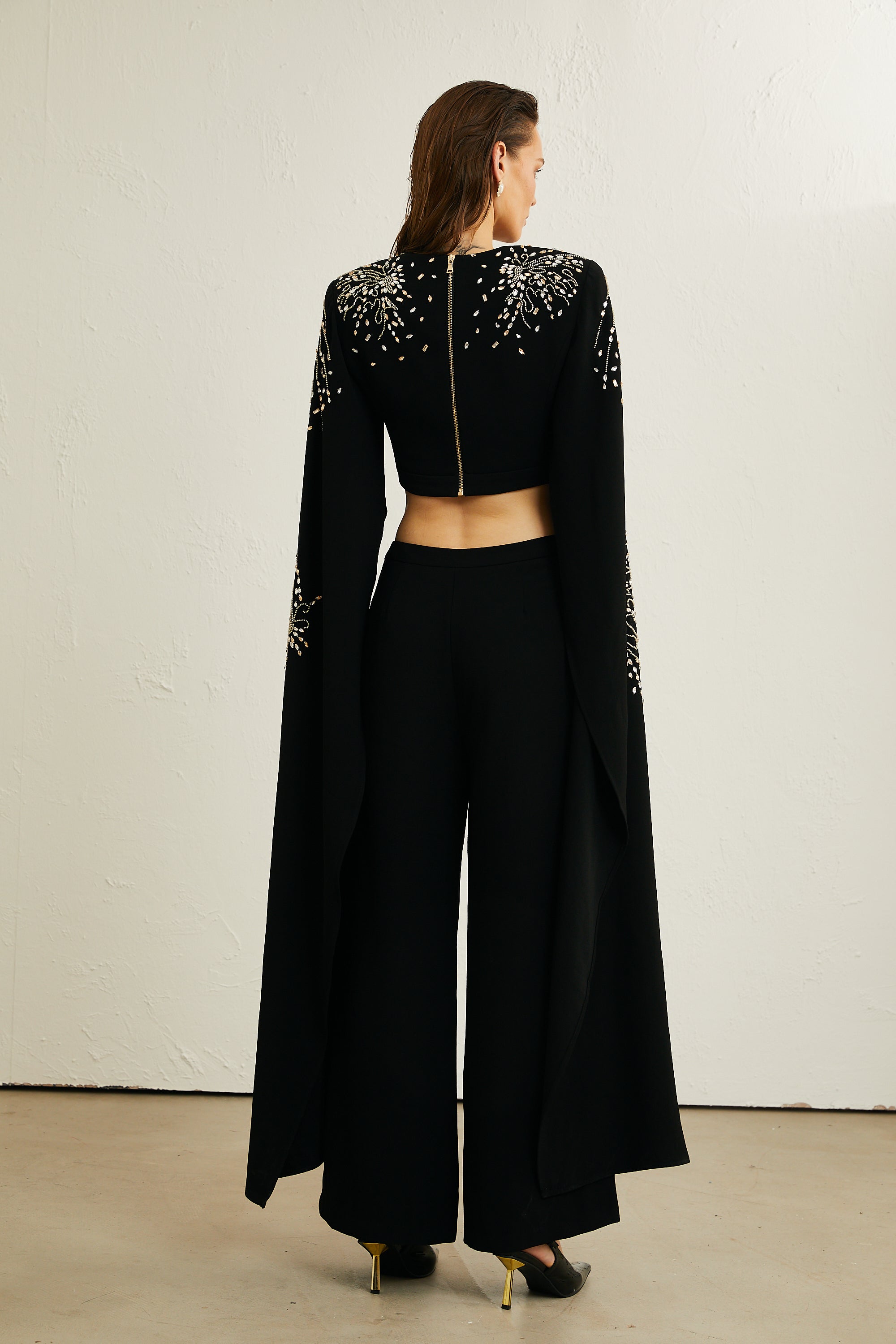 Annabelle black embellished jacket & trousers matching set