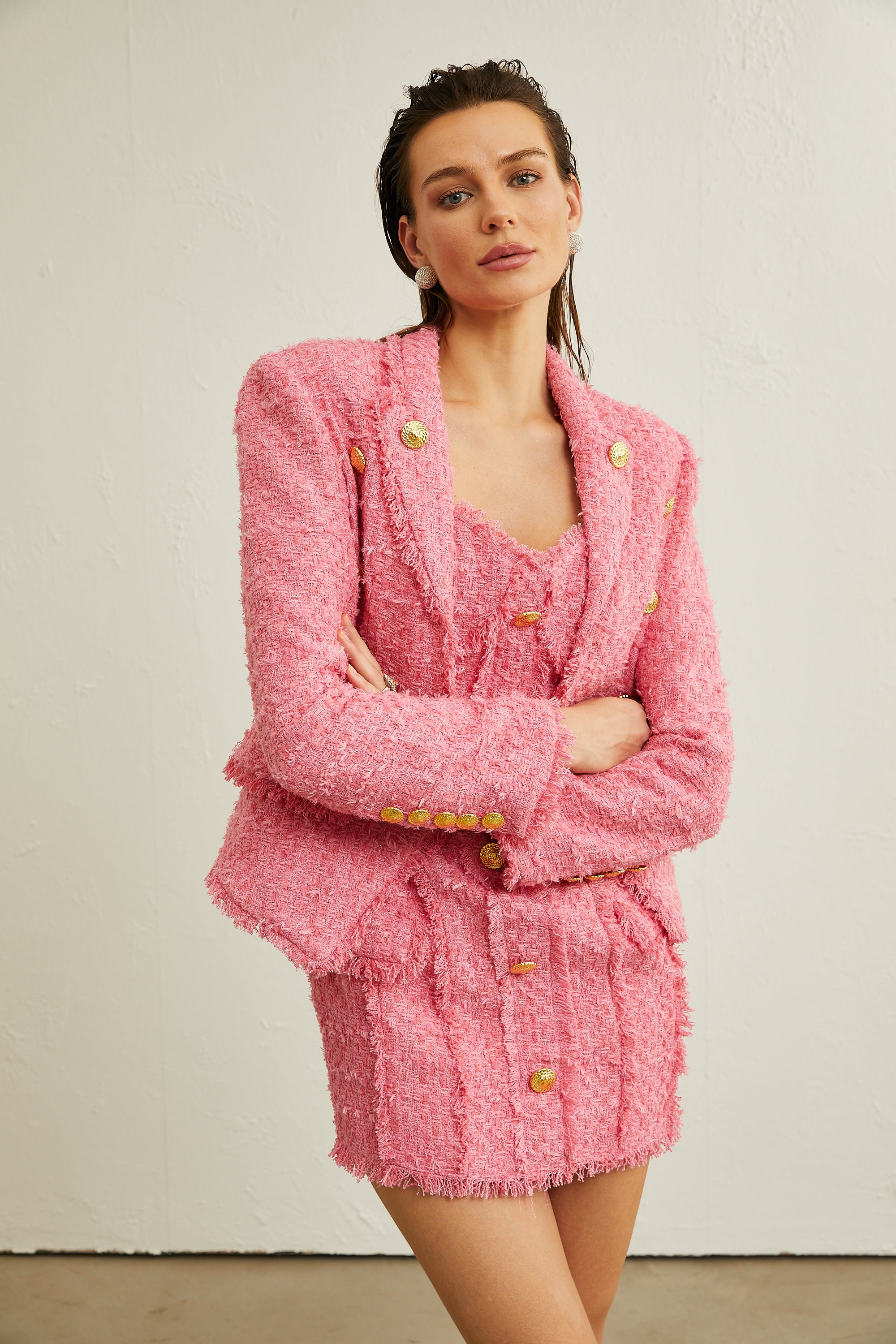 Morgane embossed-buttons tweed jacket