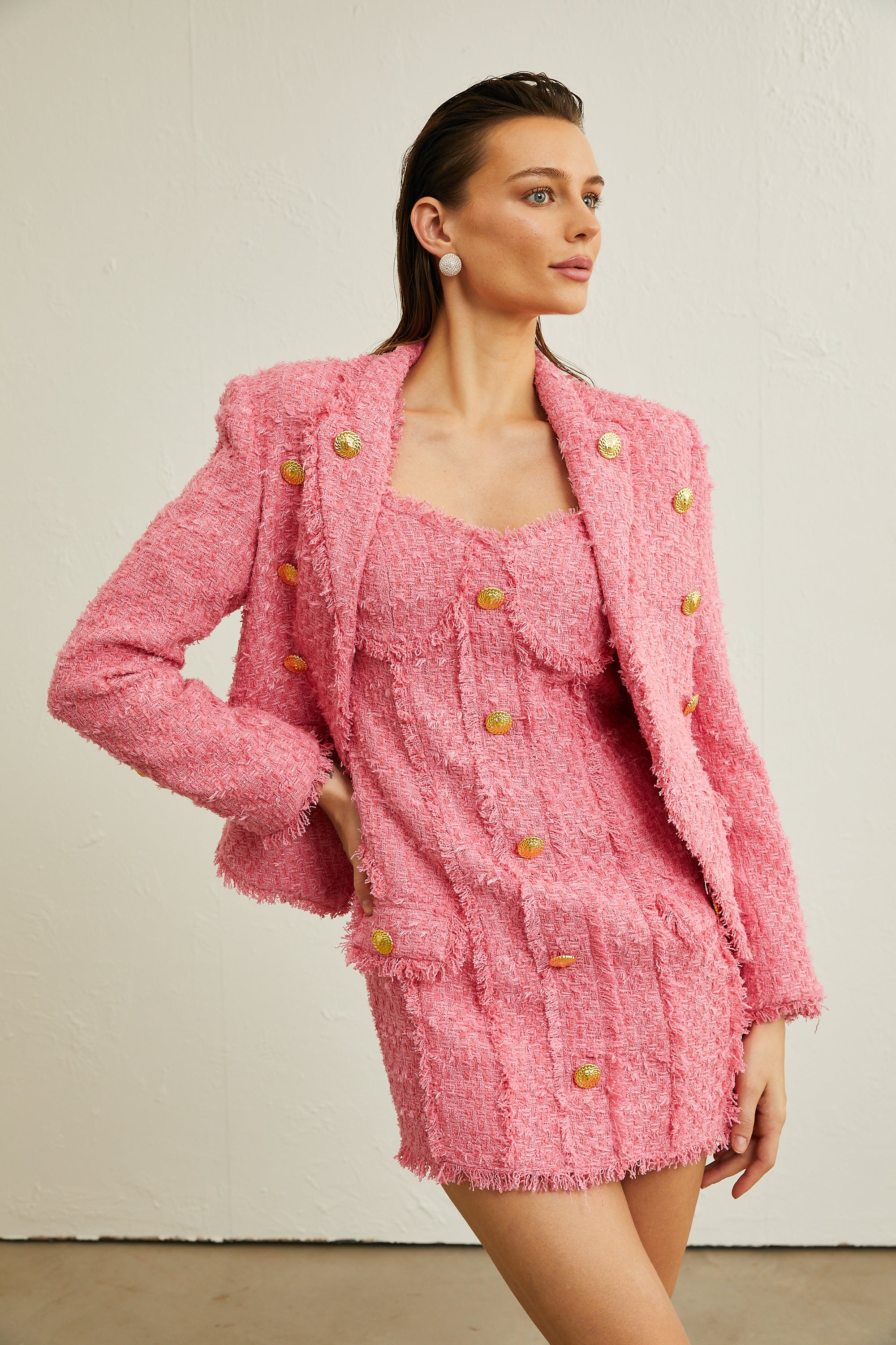 Morgane embossed-buttons tweed jacket