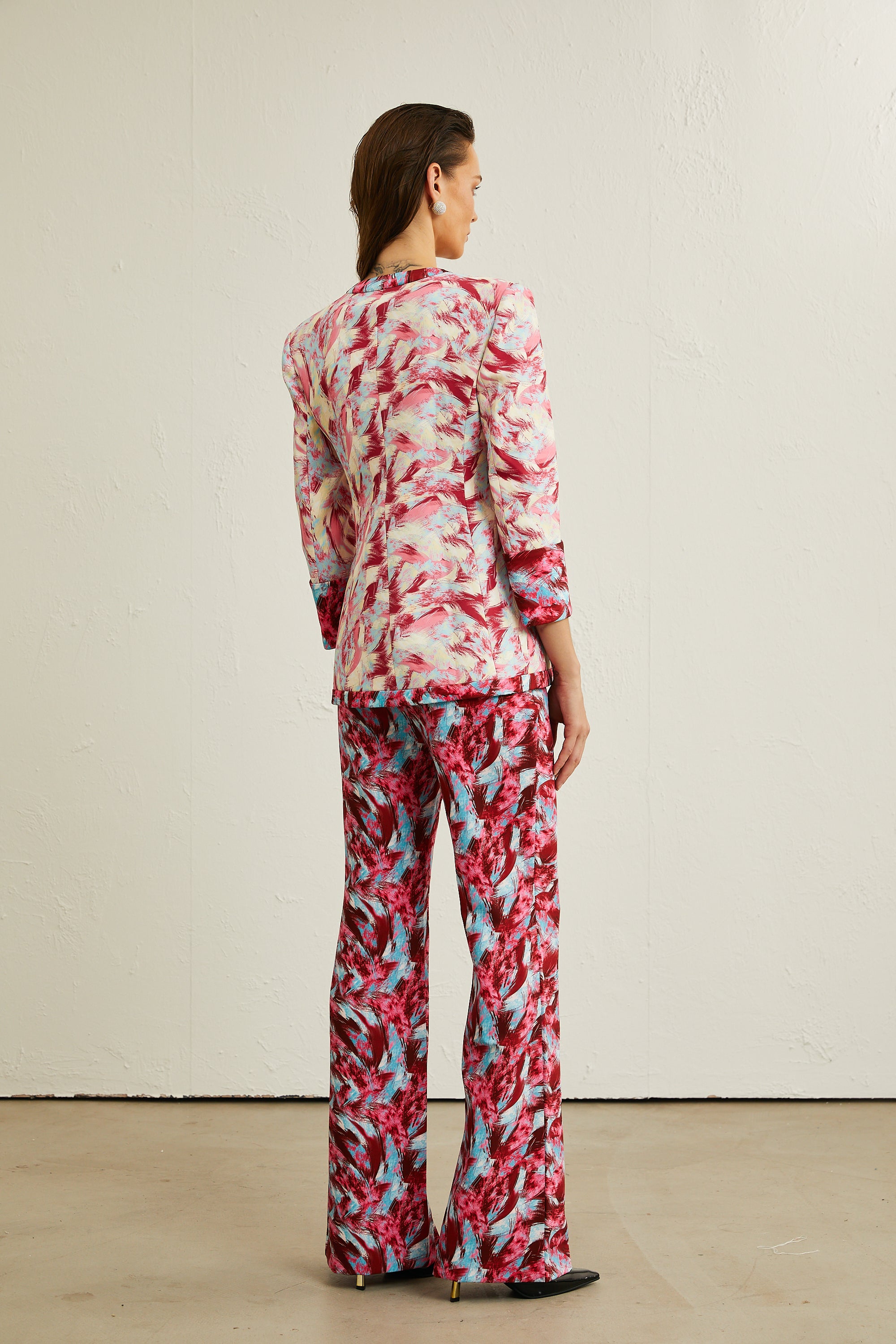 Mélanie feather-print jacket & trousers matching set