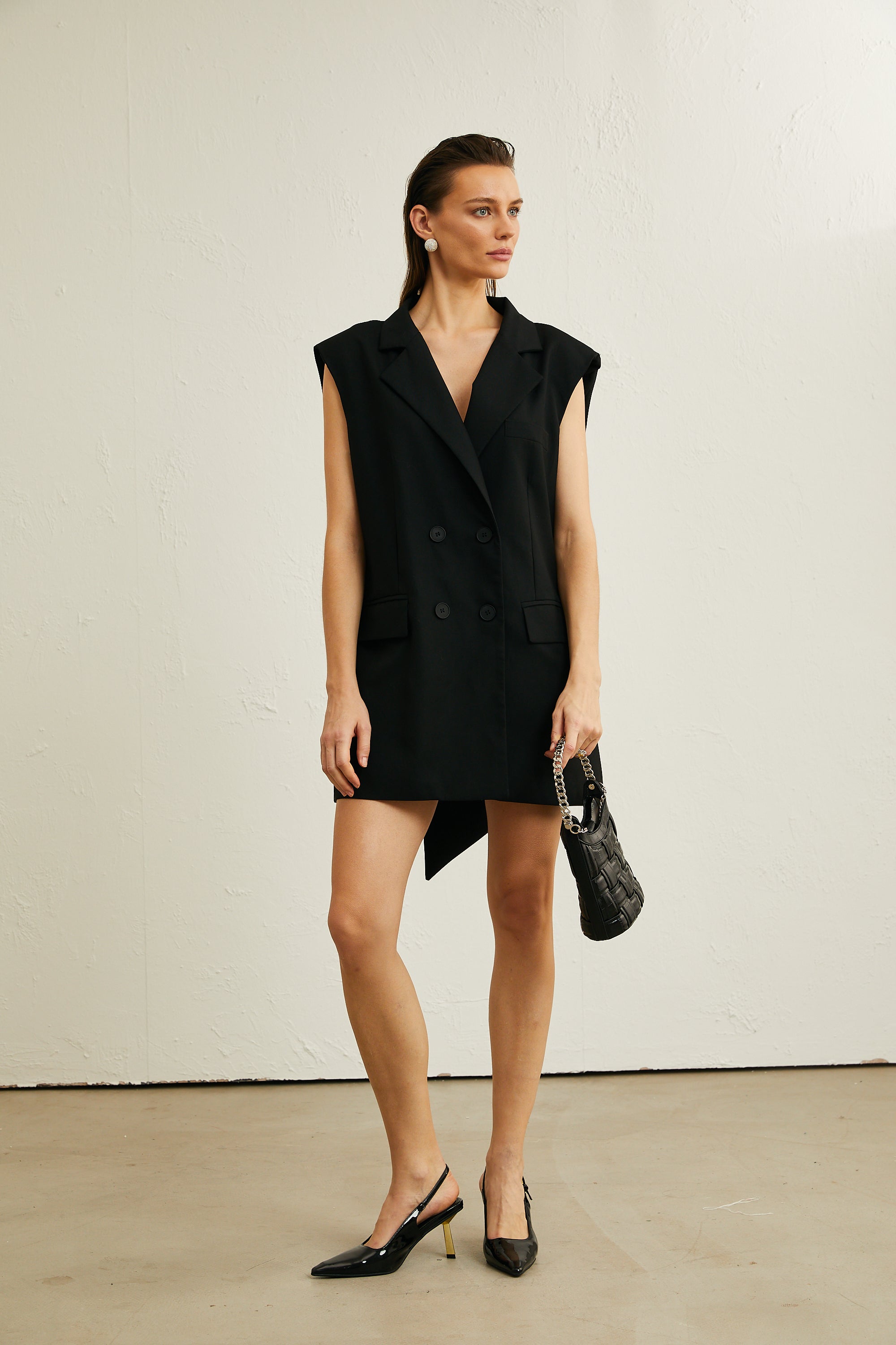 Irina bow-detail sleeveless blazer dress