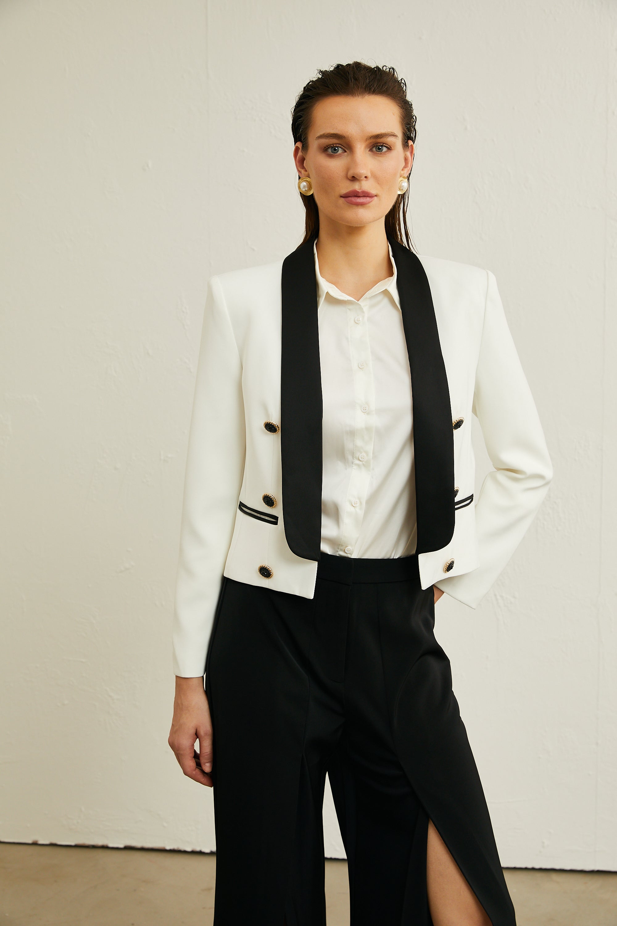 Agnès two-tone cropped jacket