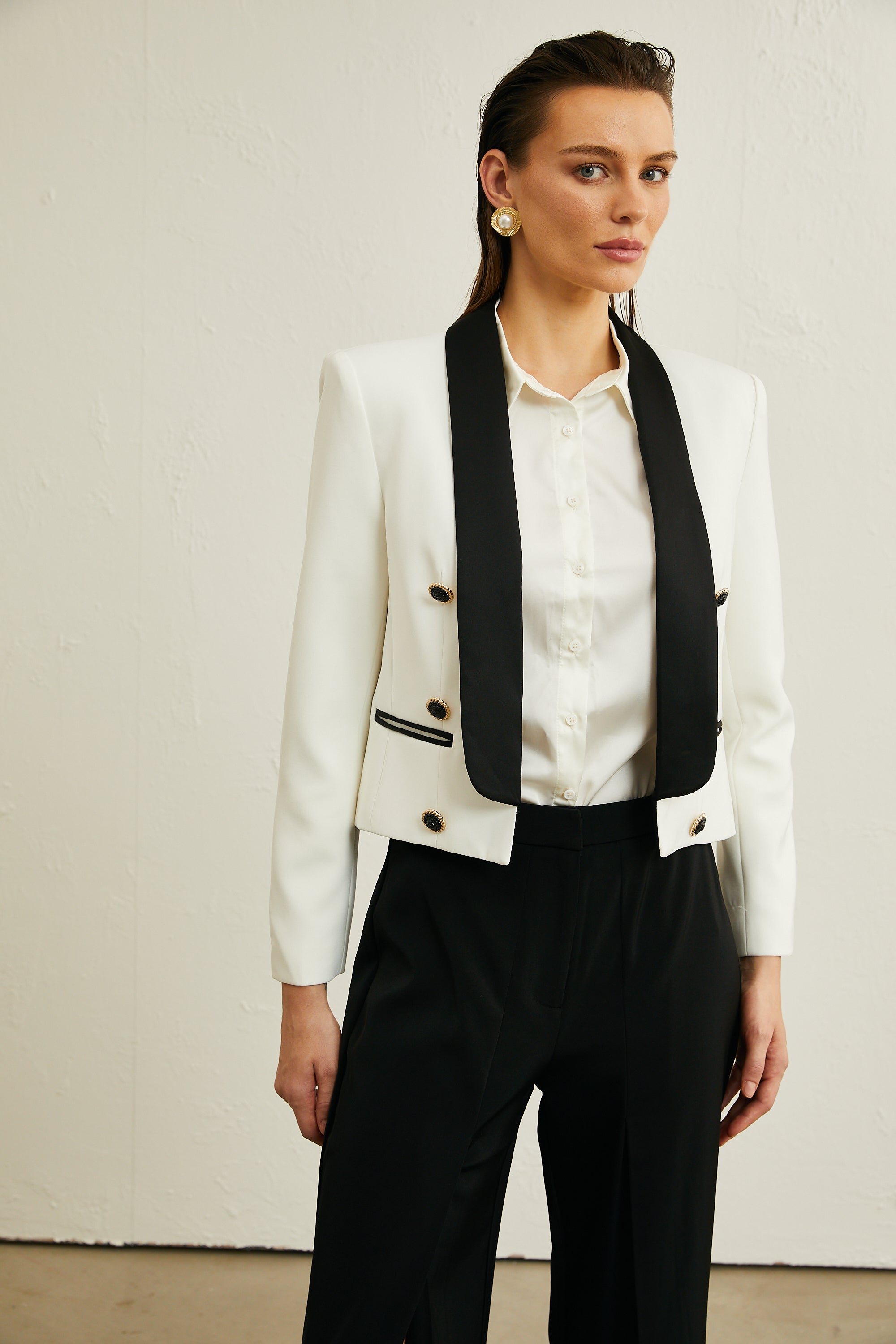 Agnès two-tone cropped jacket