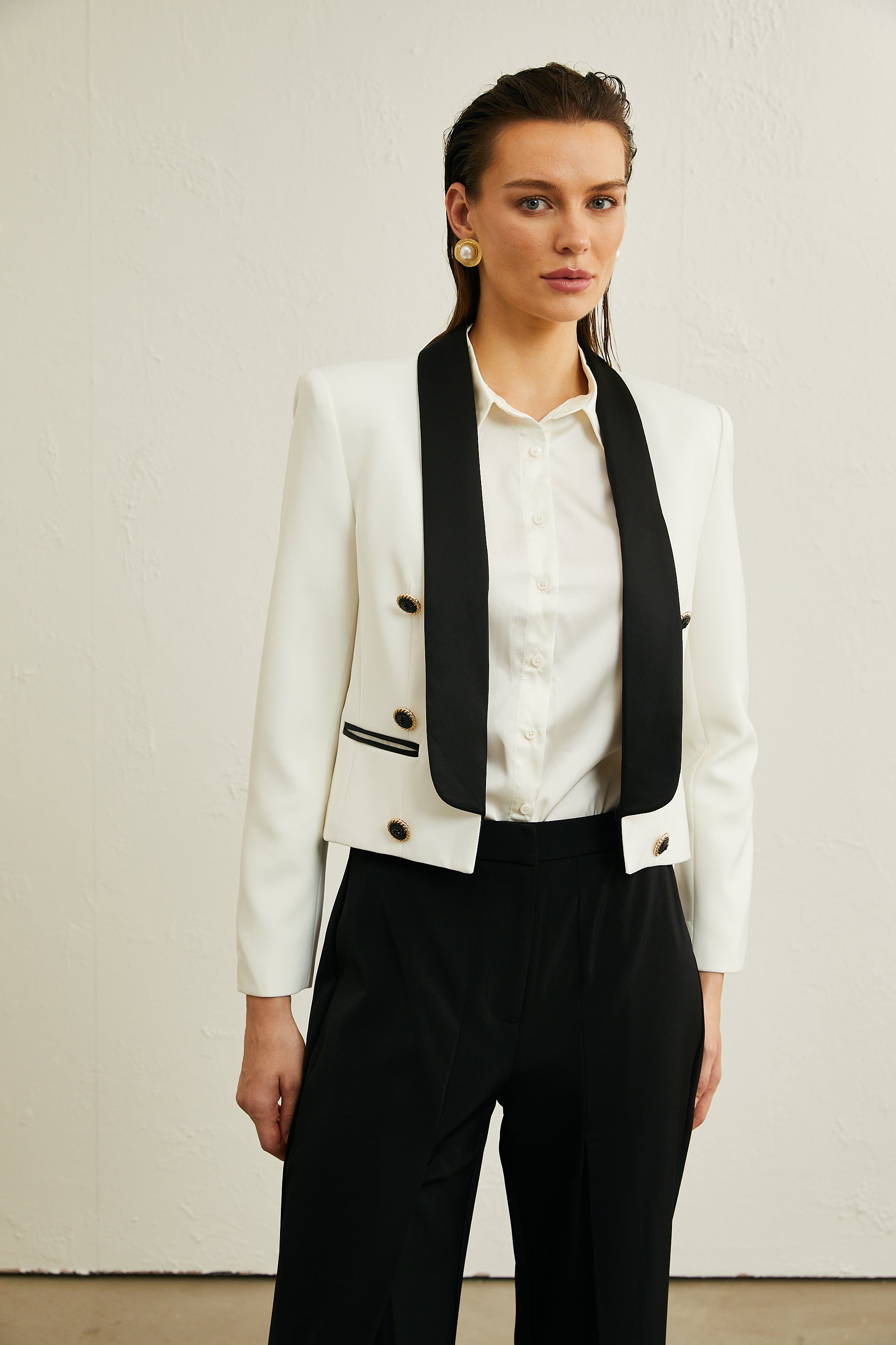 Agnès two-tone cropped jacket