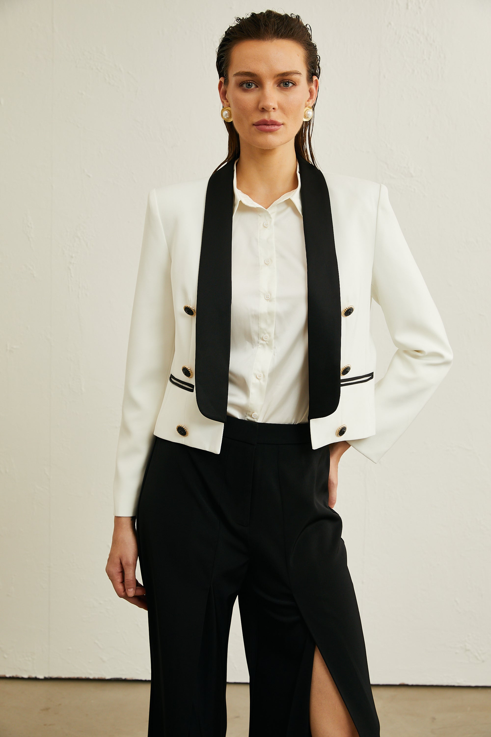 Agnès two-tone cropped jacket