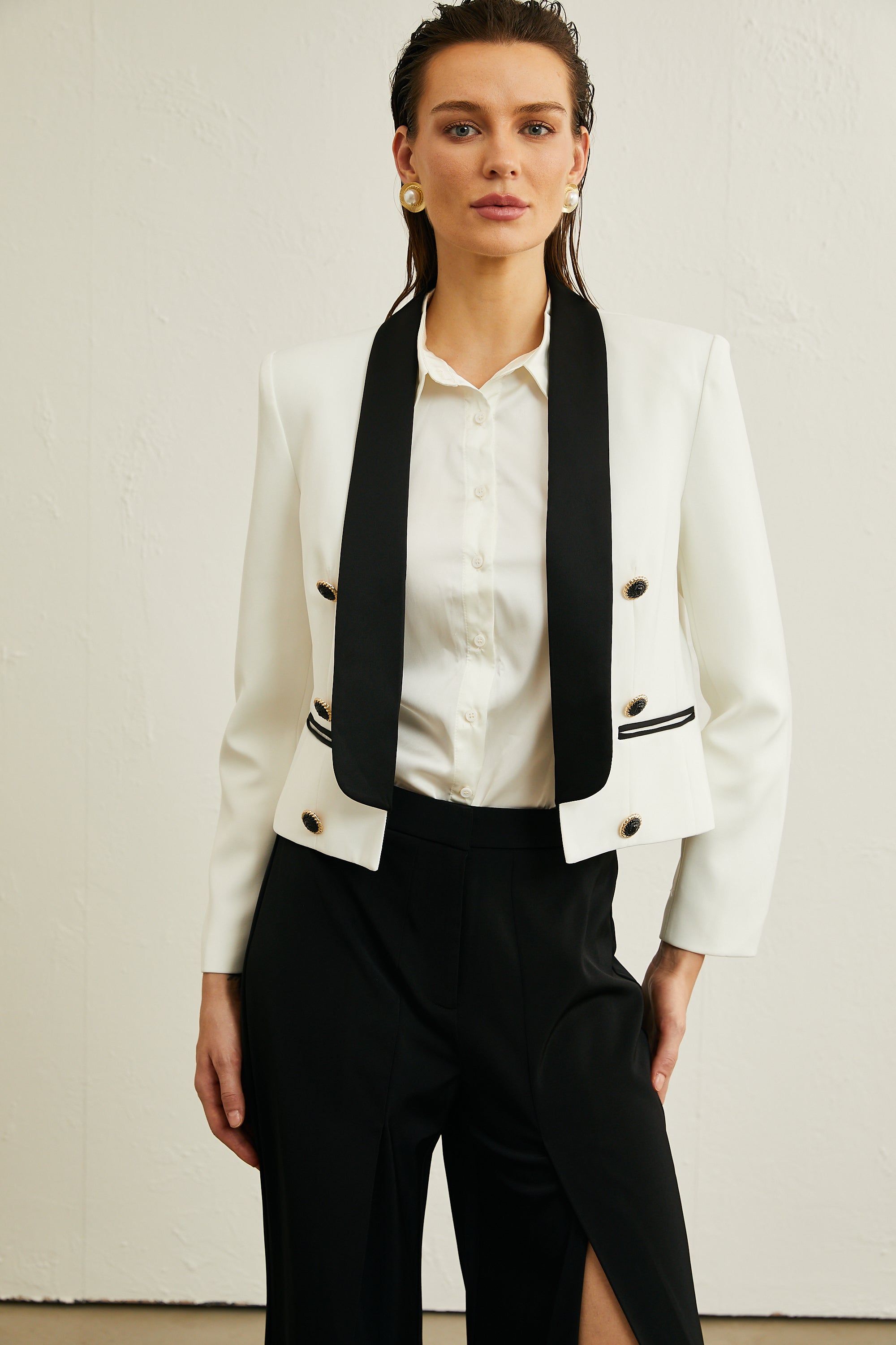 Agnès two-tone cropped jacket