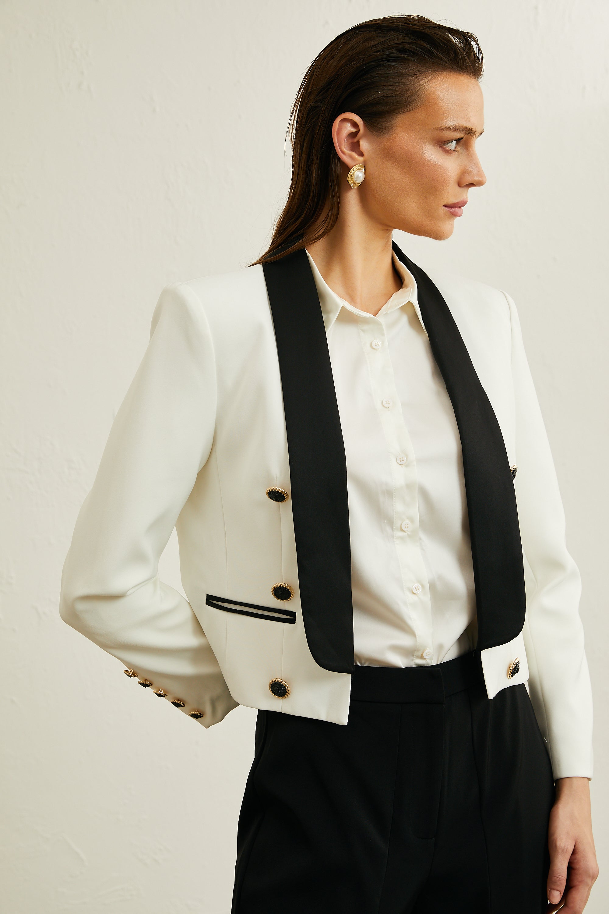 Agnès two-tone cropped jacket