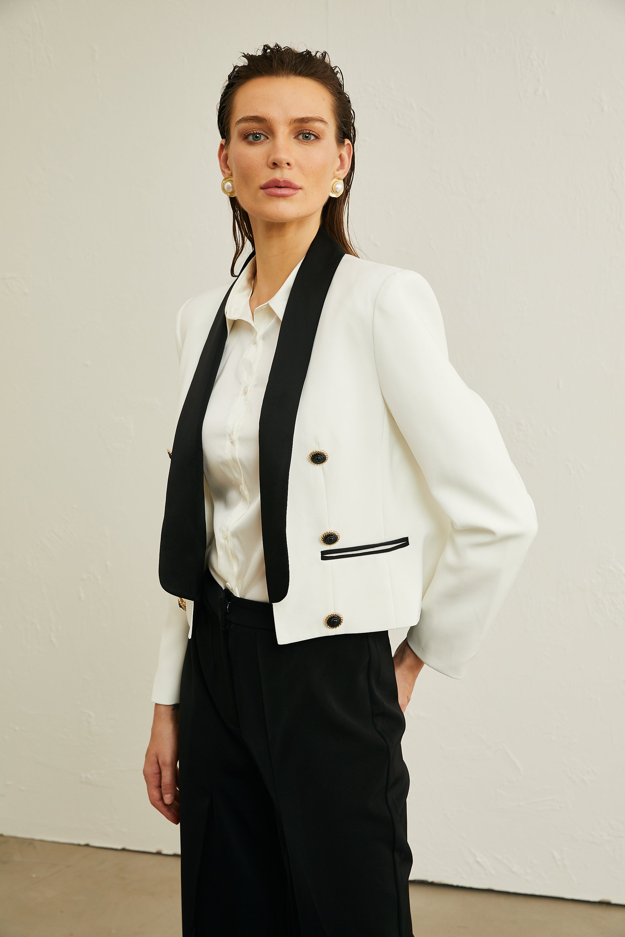 Agnès two-tone cropped jacket