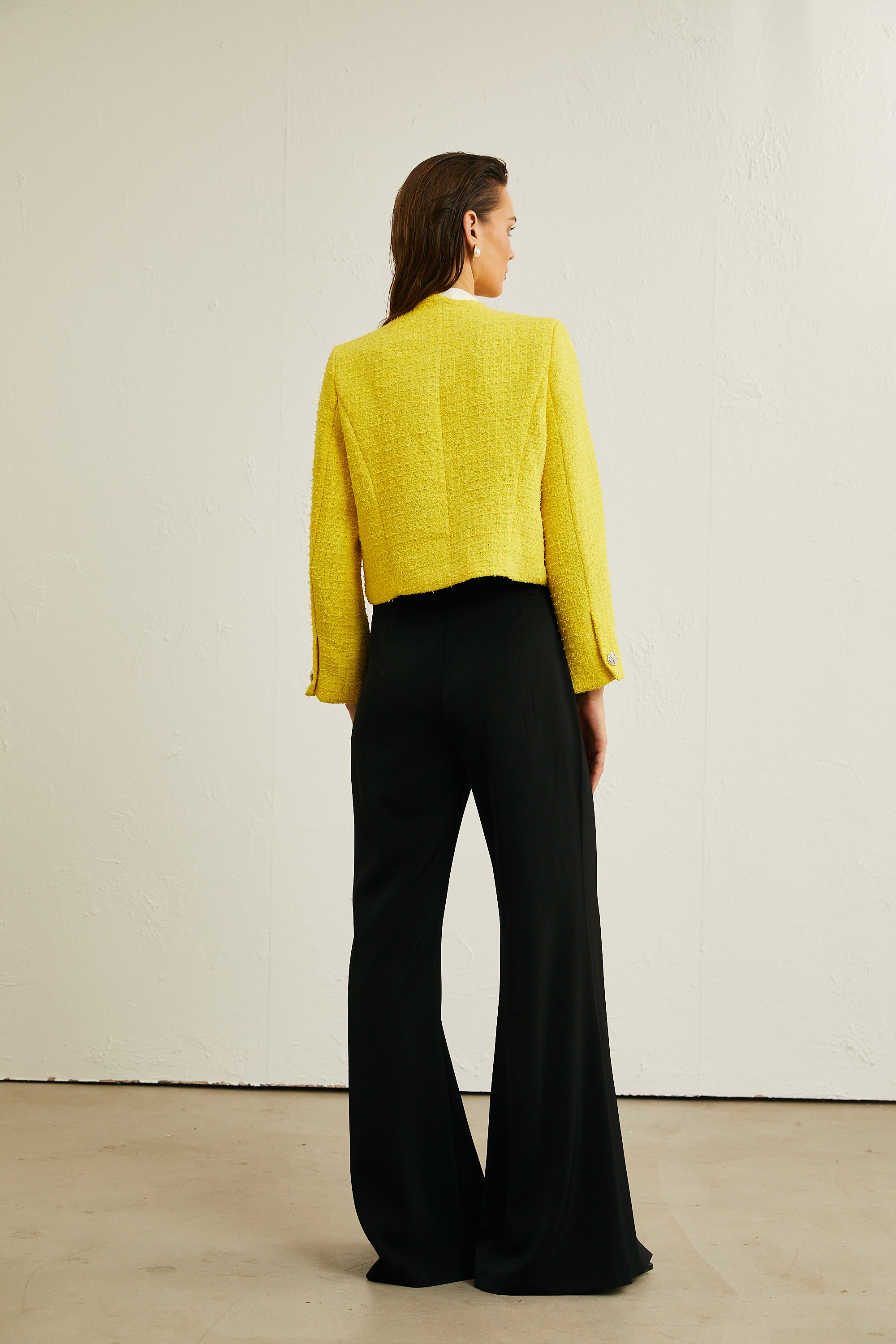 Ulrike yellow scallop-trim jacket