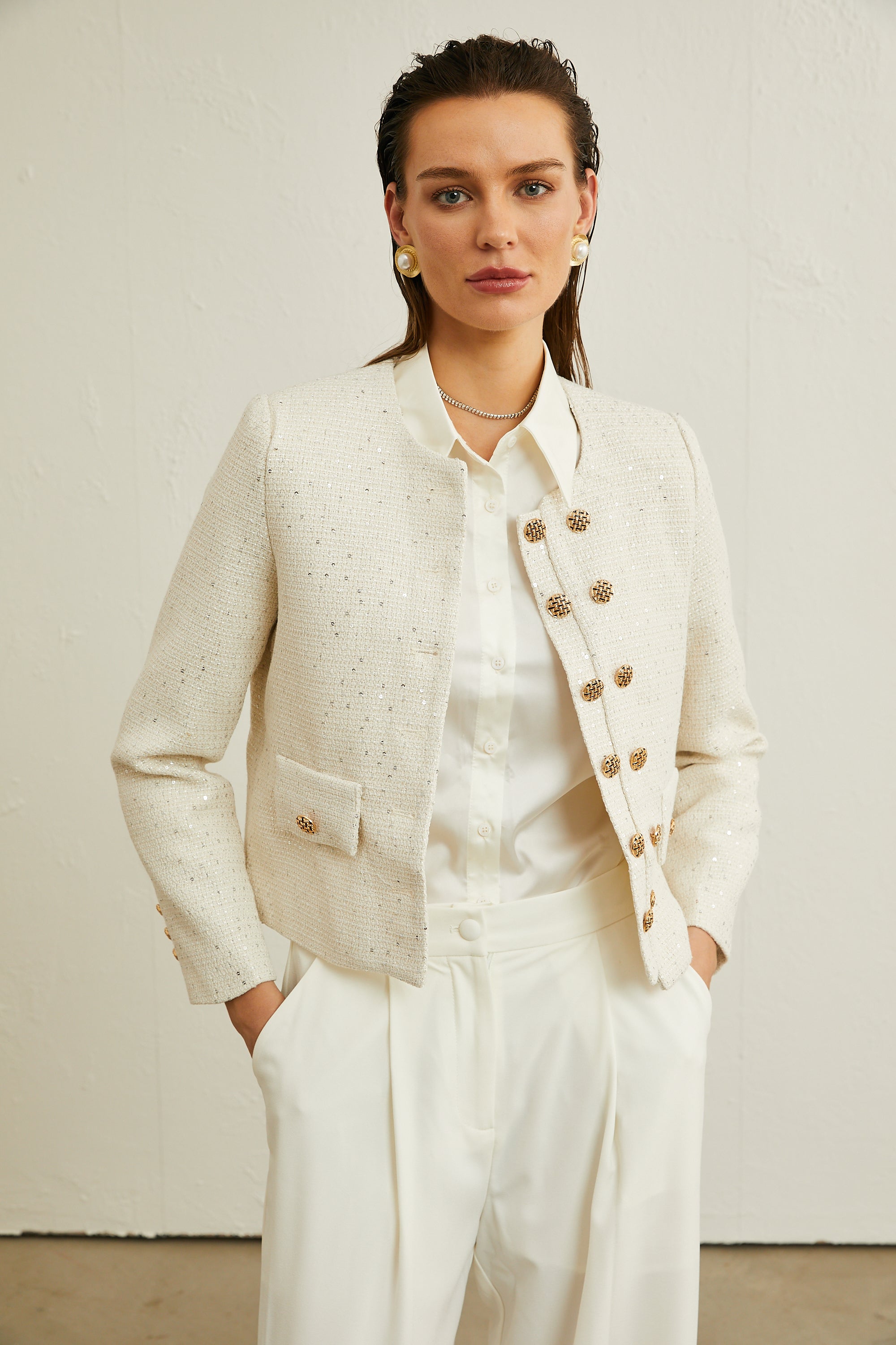 Karine tweed sequin-embellished jacket