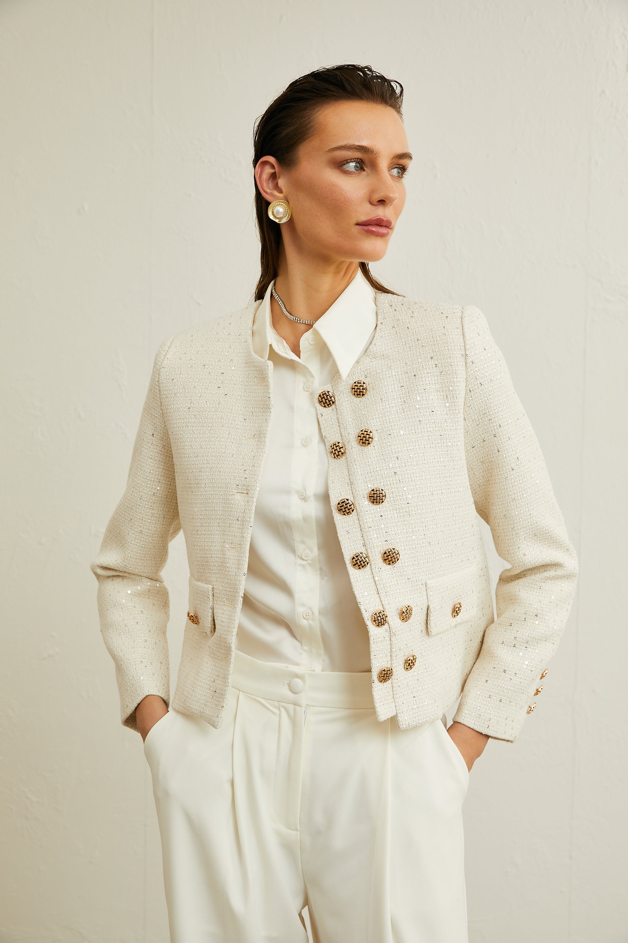 Karine tweed sequin-embellished jacket