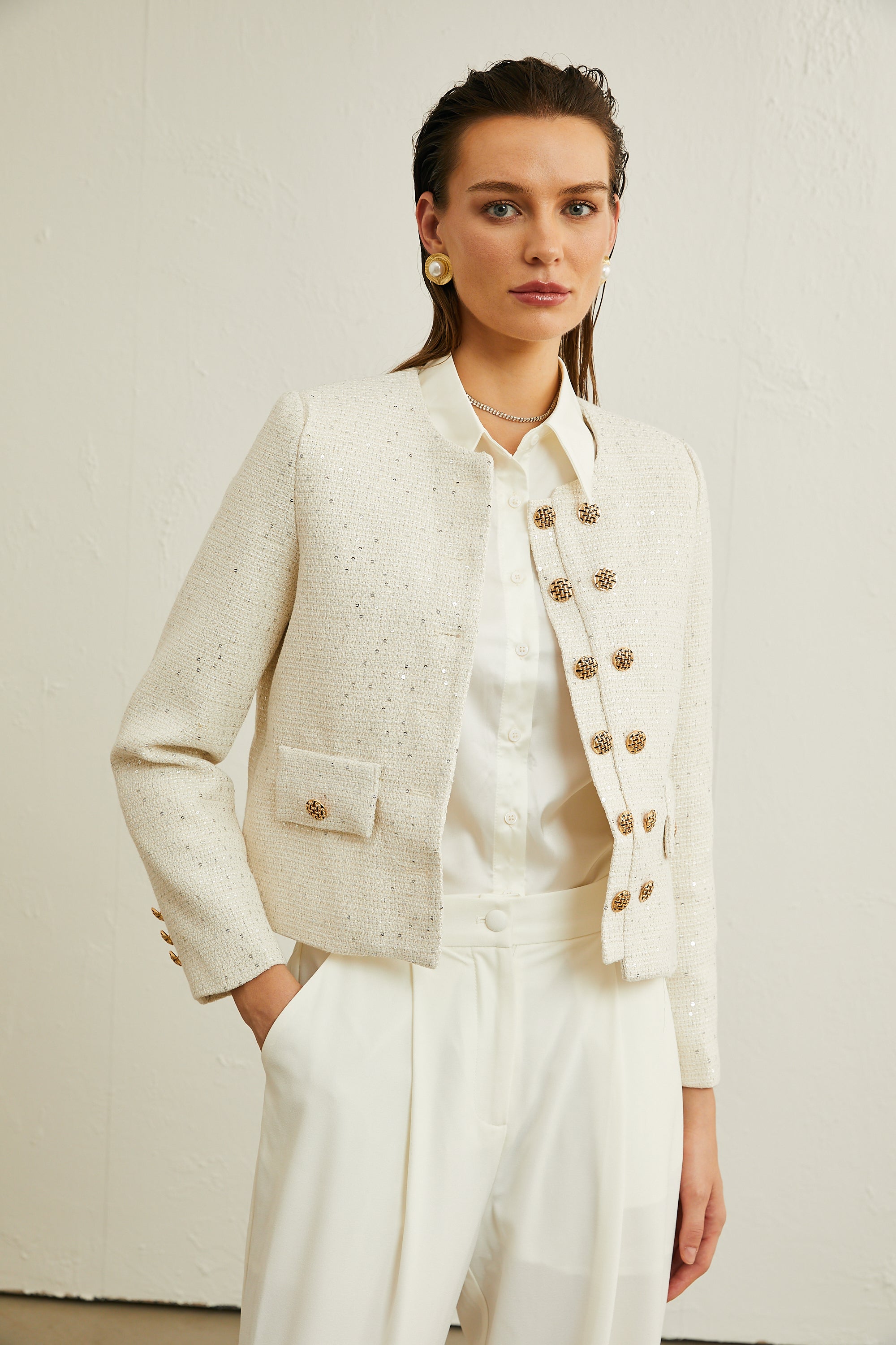 Karine tweed sequin-embellished jacket