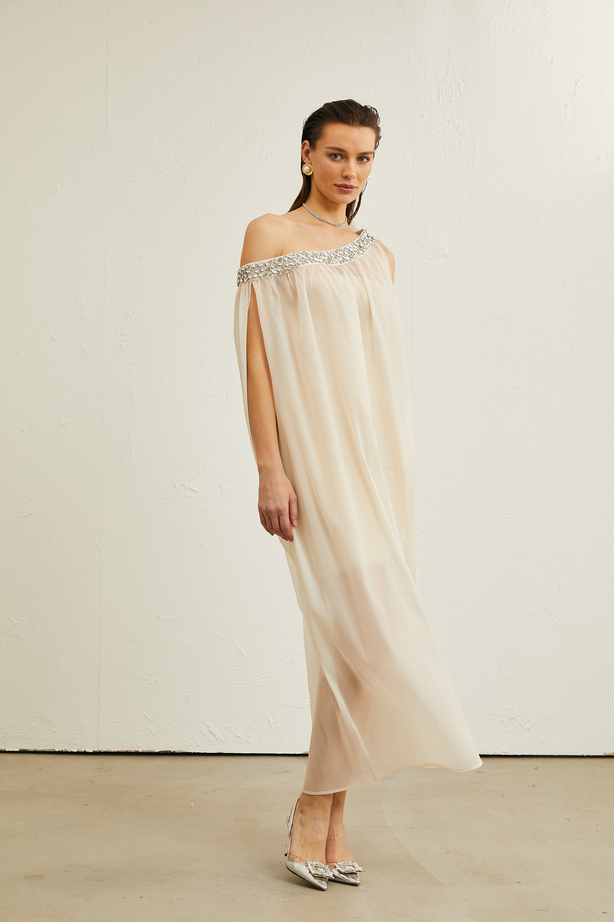 Austen crystal-embellished semi-sheer midi dress