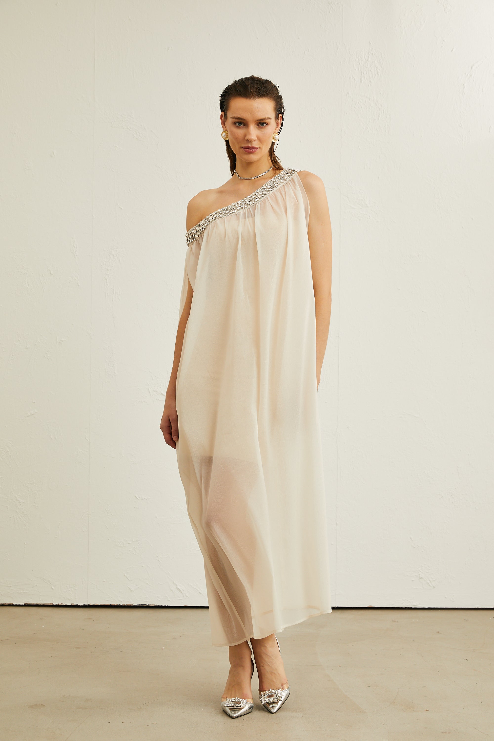 Austen crystal-embellished semi-sheer midi dress