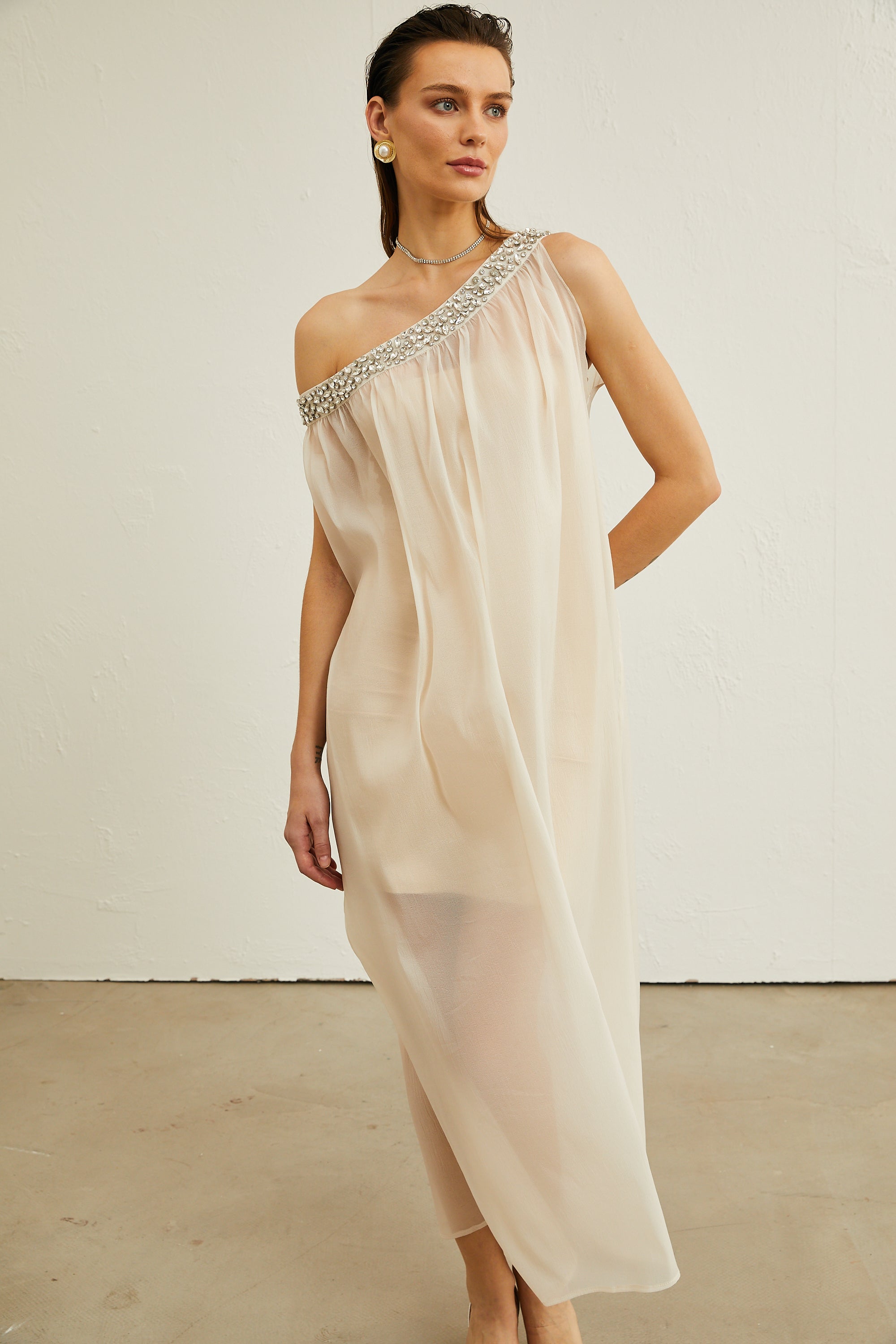 Austen crystal-embellished semi-sheer midi dress