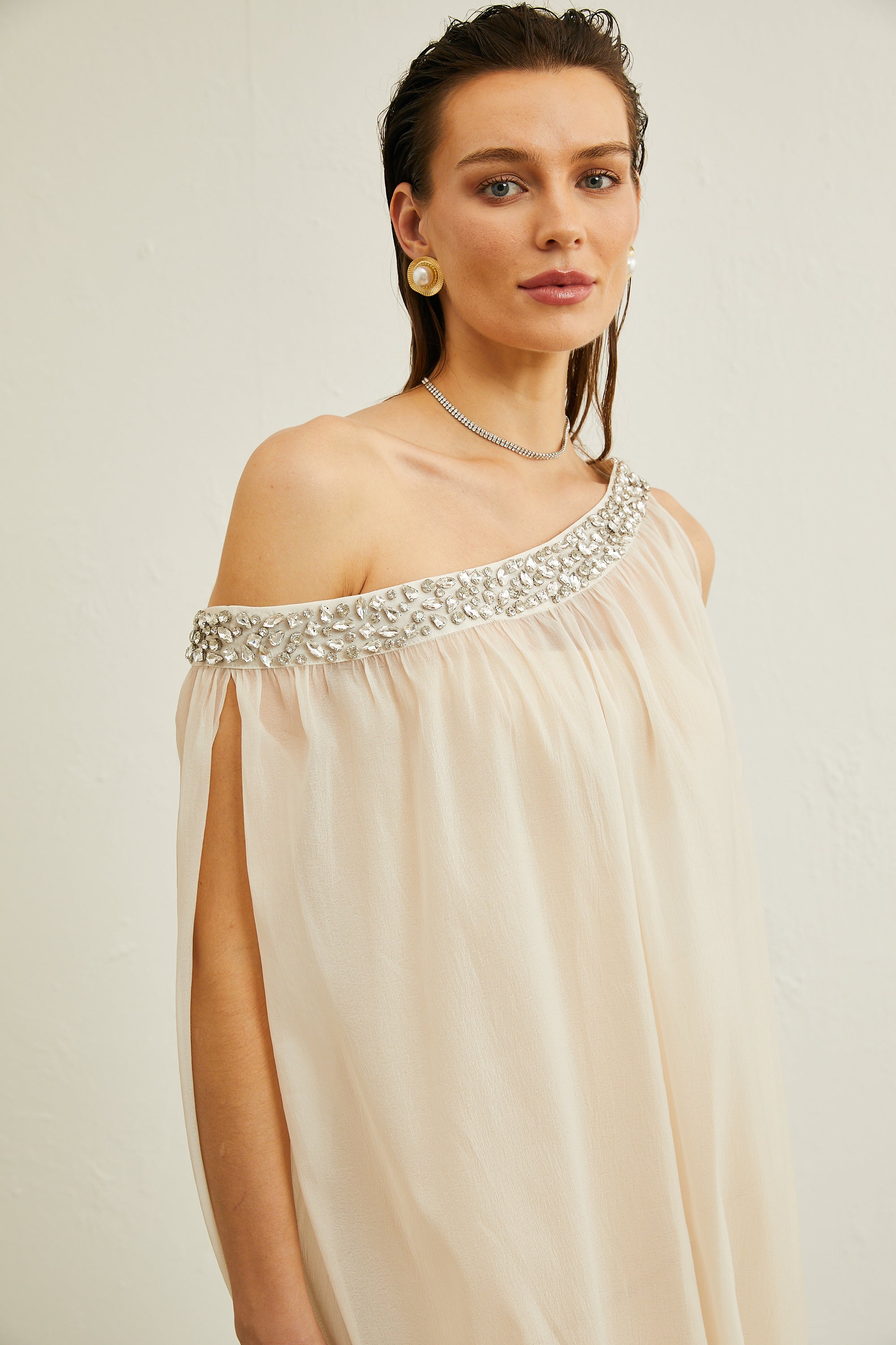 Austen crystal-embellished semi-sheer midi dress