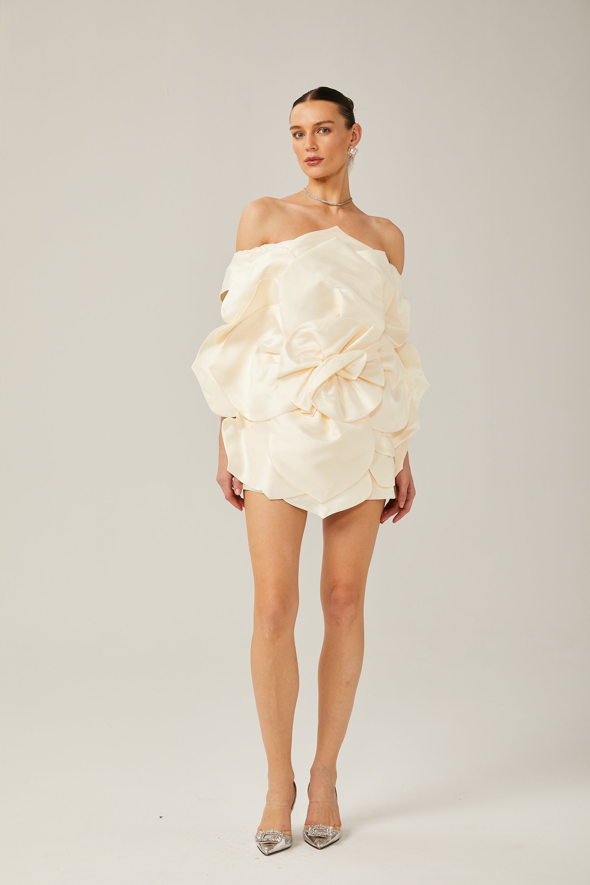 Sabine floral-appliqué off-shoulder mini dress