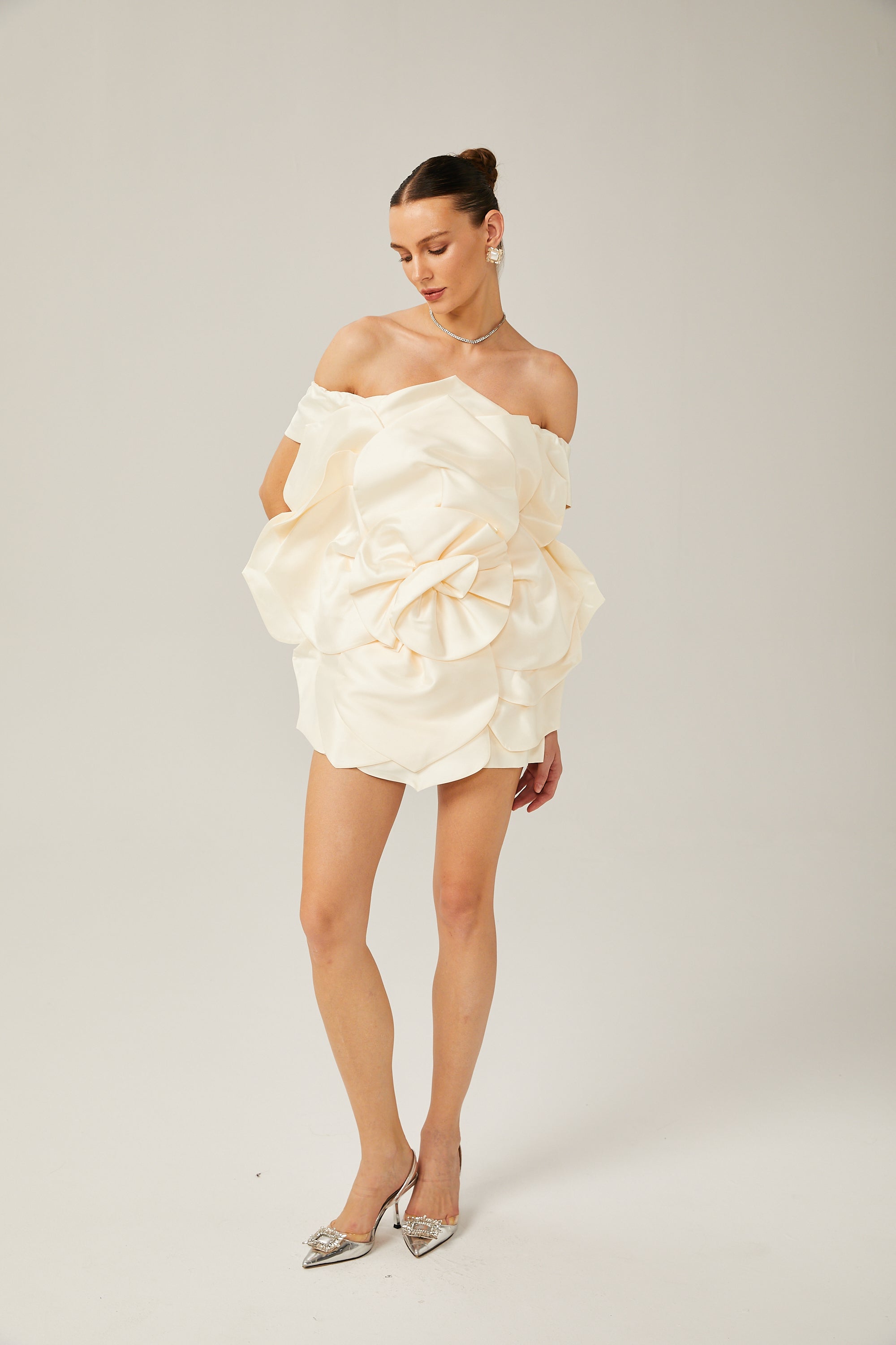 Sabine floral-appliqué off-shoulder mini dress