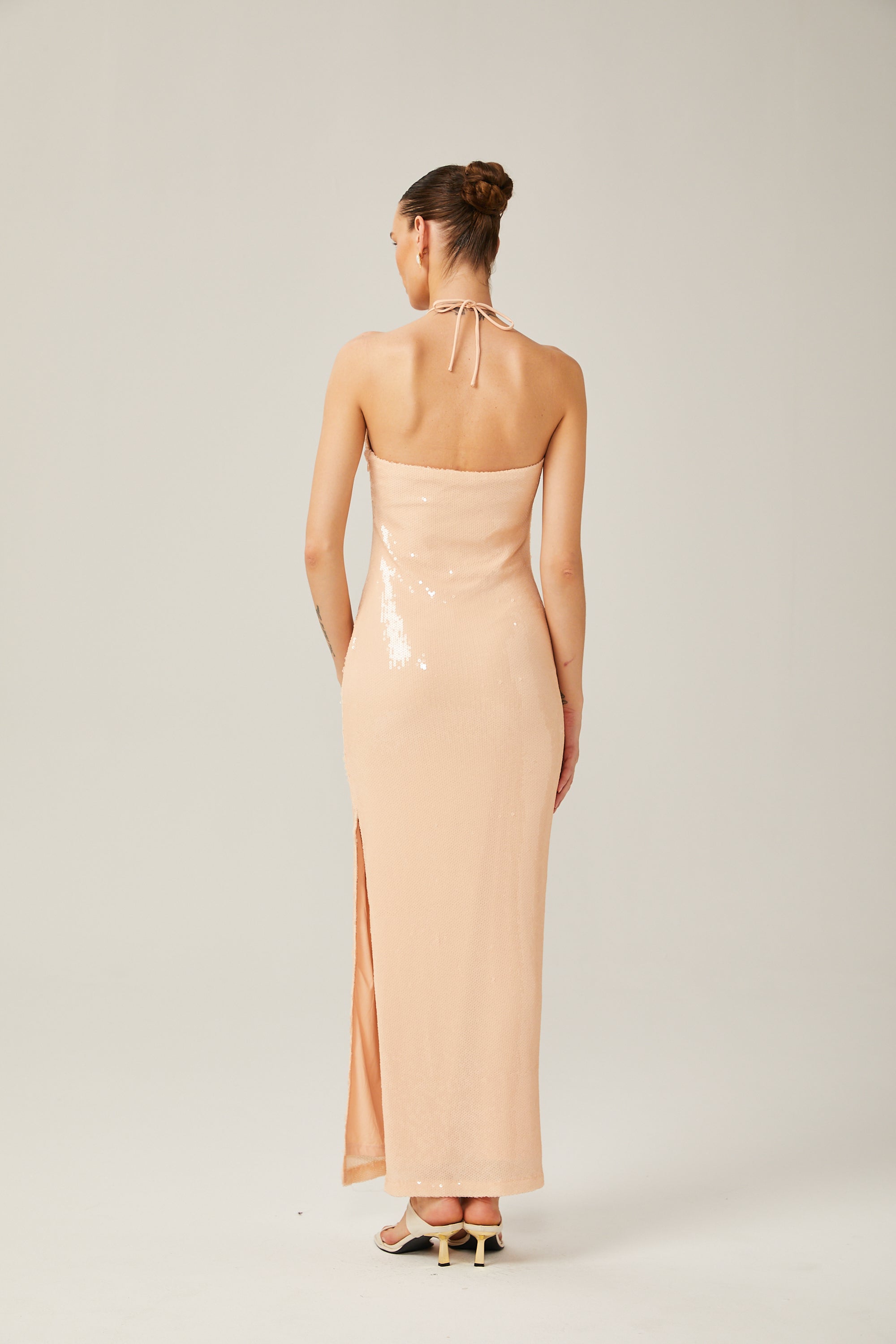 Yvette halterneck sequined maxi dress